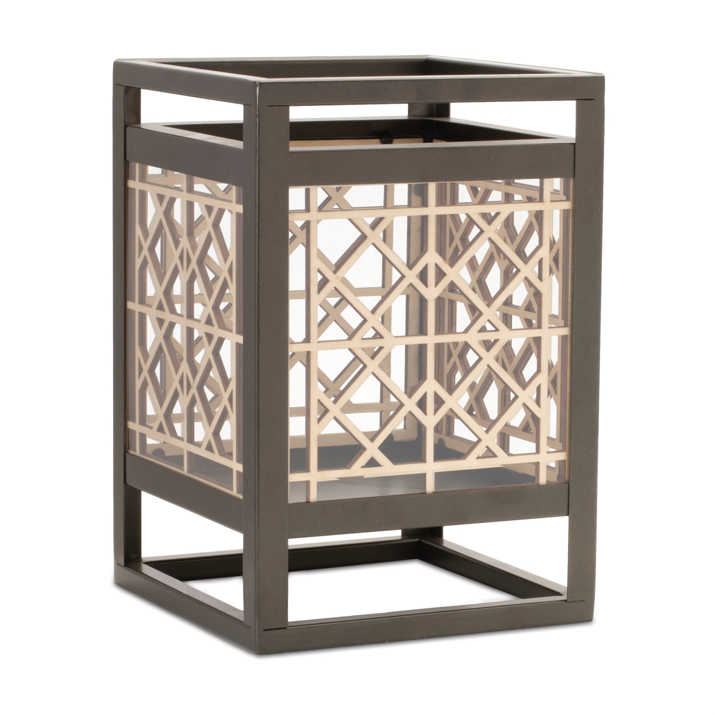 Candle Holder 6.5"SQ x 9.75"H Iron/Wood