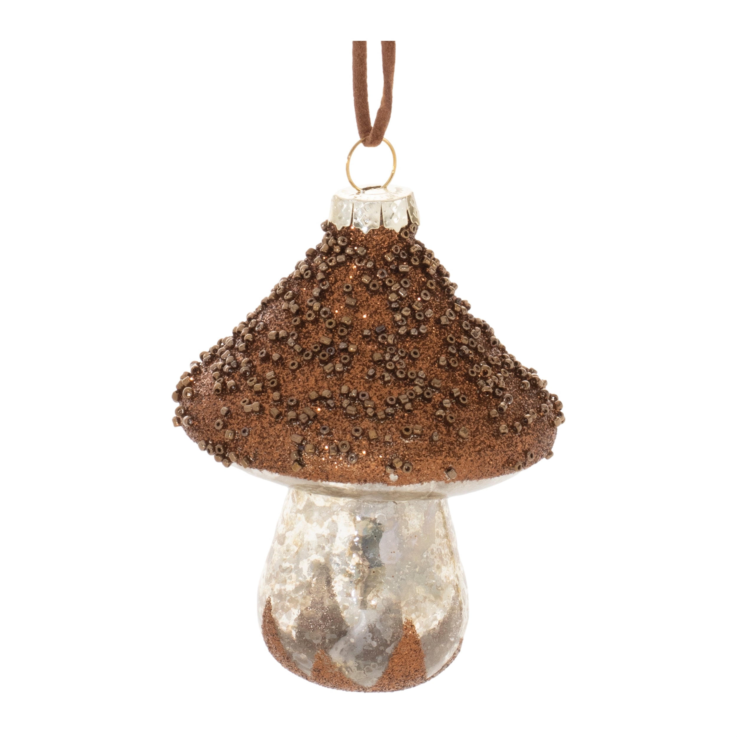Mushroom Ornament 4”H Glass