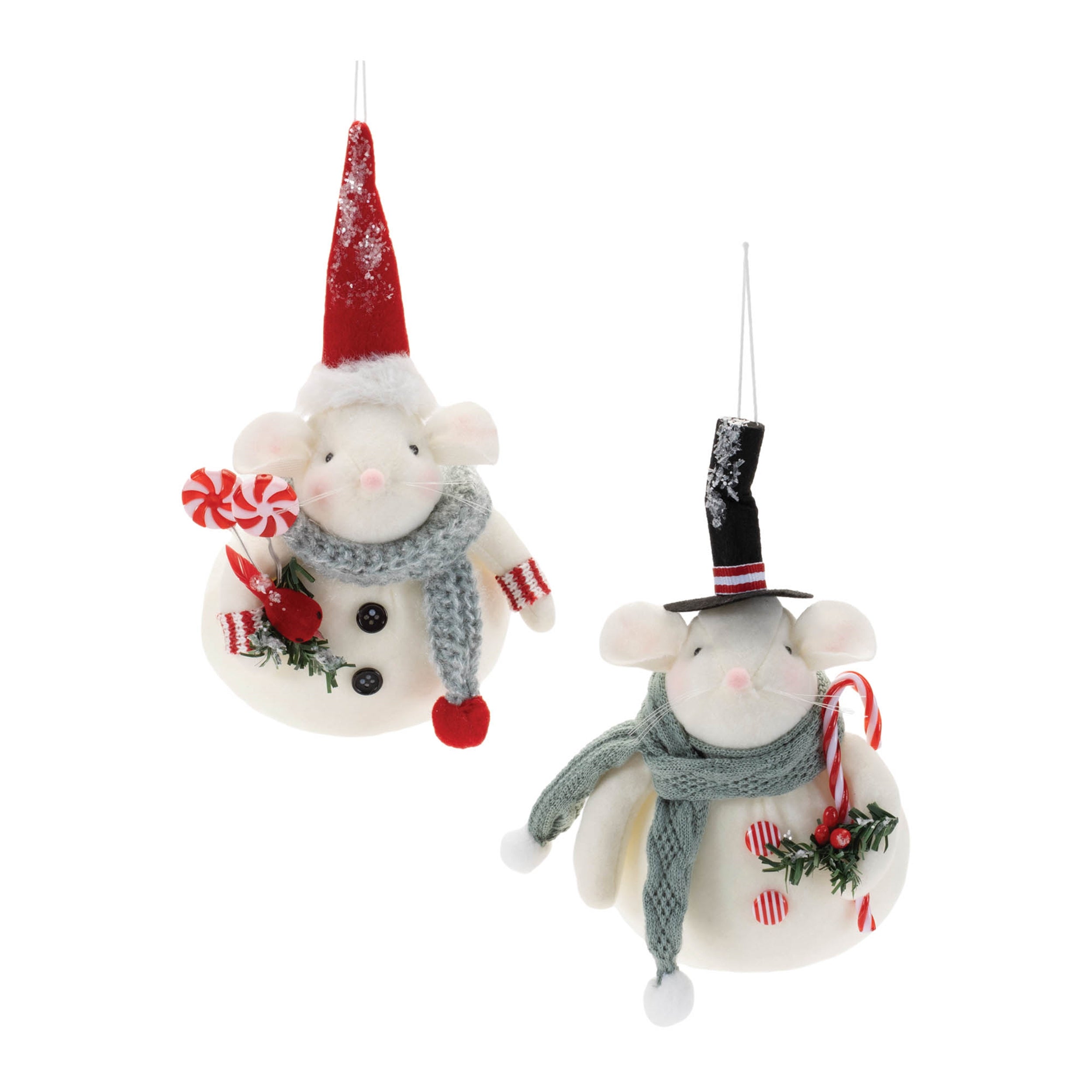 Mouse Ornament (Set of 12) 6.5"H, 7.5"H Polyester