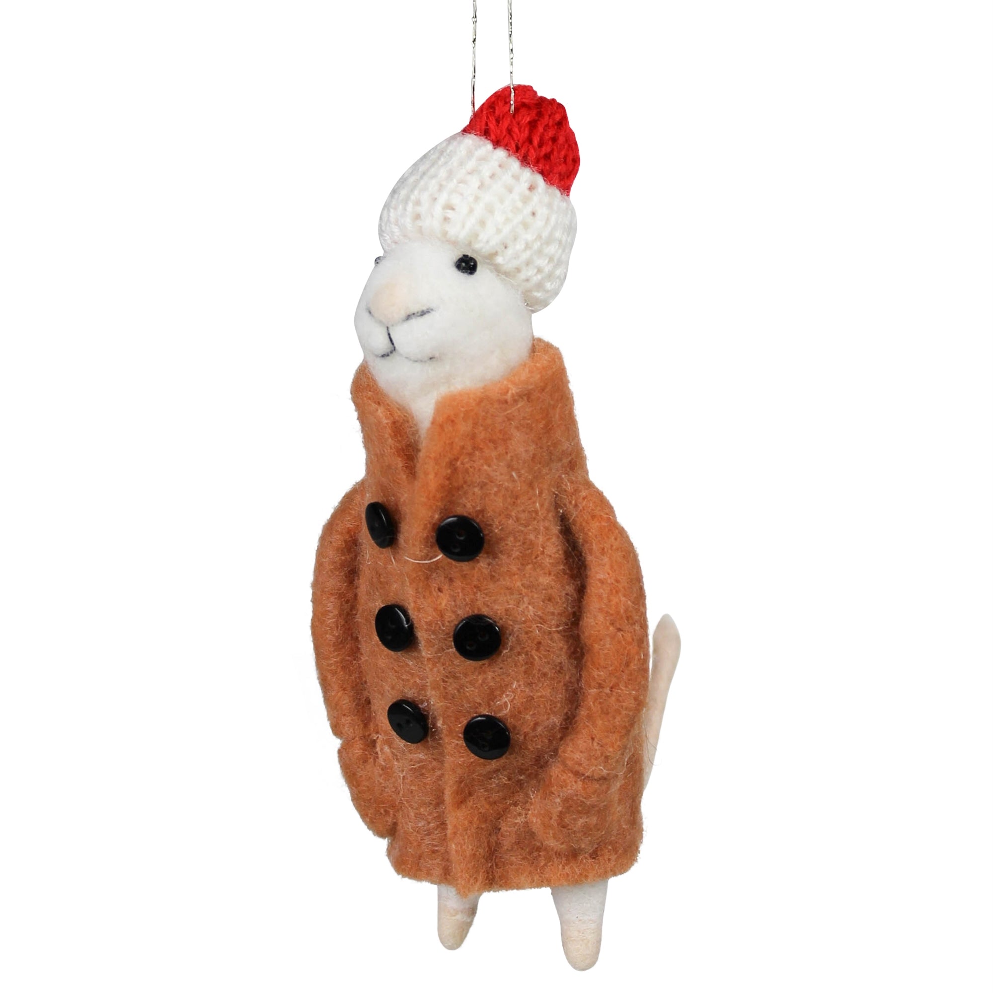 Boy Mouse with Overcoat Ornament, Felt