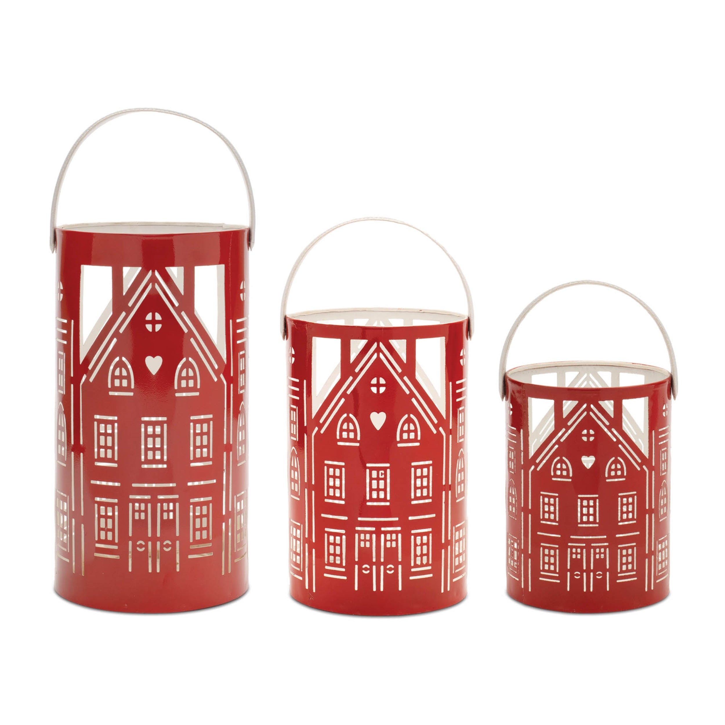 Candle Holder (Set of 3) 6.5"H, 9.5"H, 12.5"H Iron/Leather