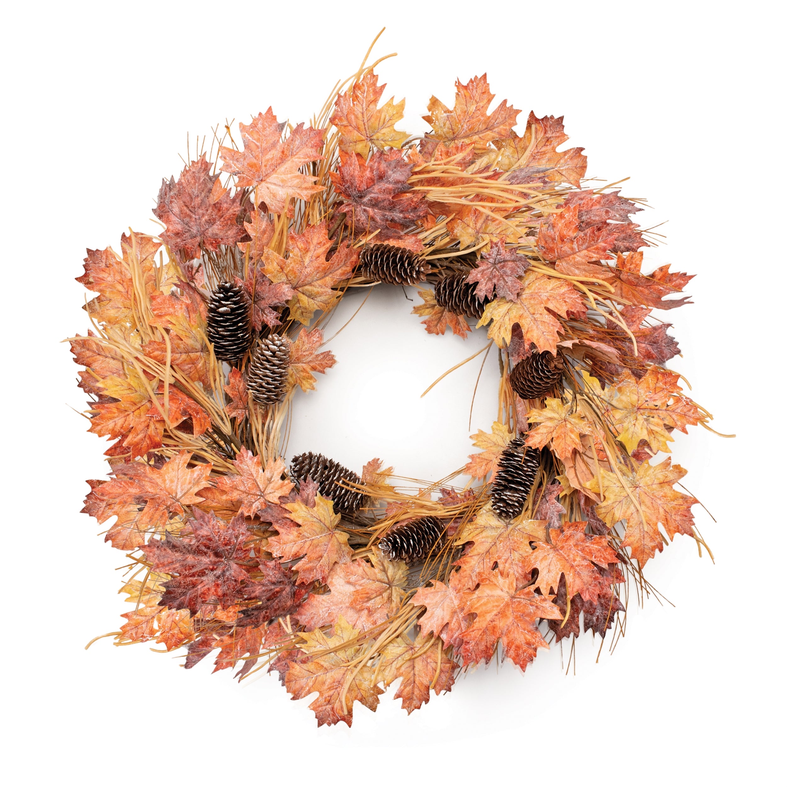 Mixed Maple Leaf Wreath 26”D Polyester