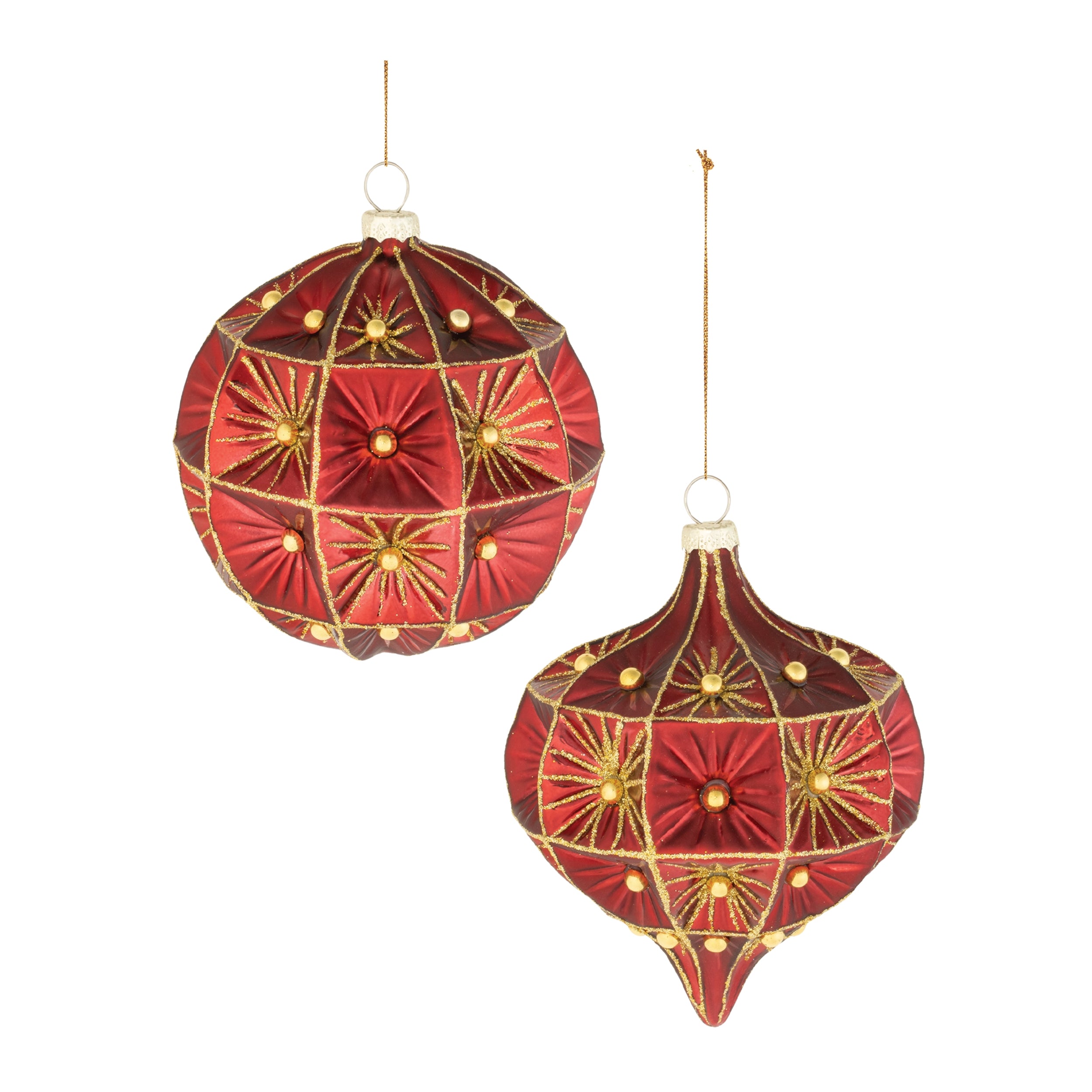 Ornament (2 Asst) 4"H, 4.5"H Glass