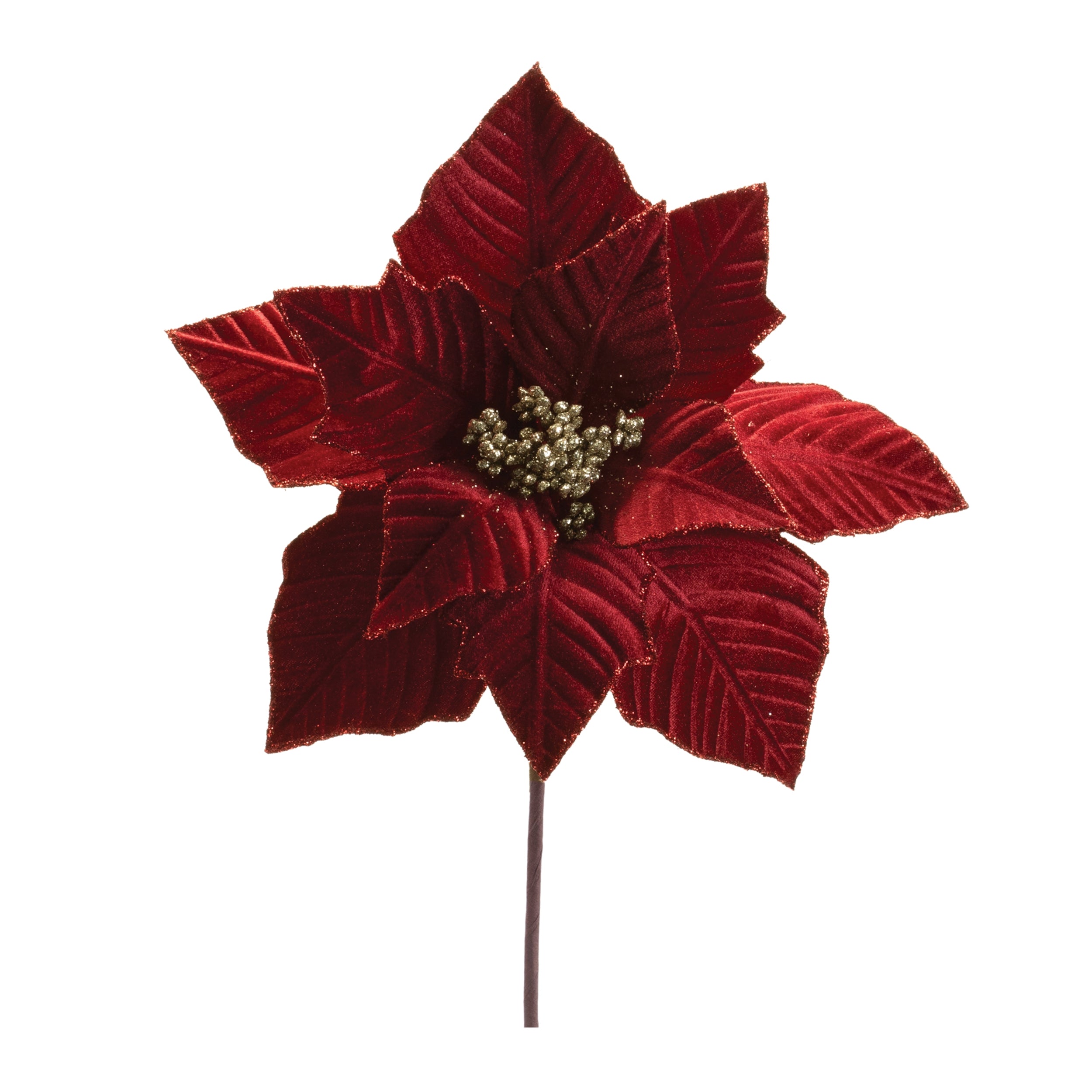 Poinsettia Stem 21.5”H Polyester