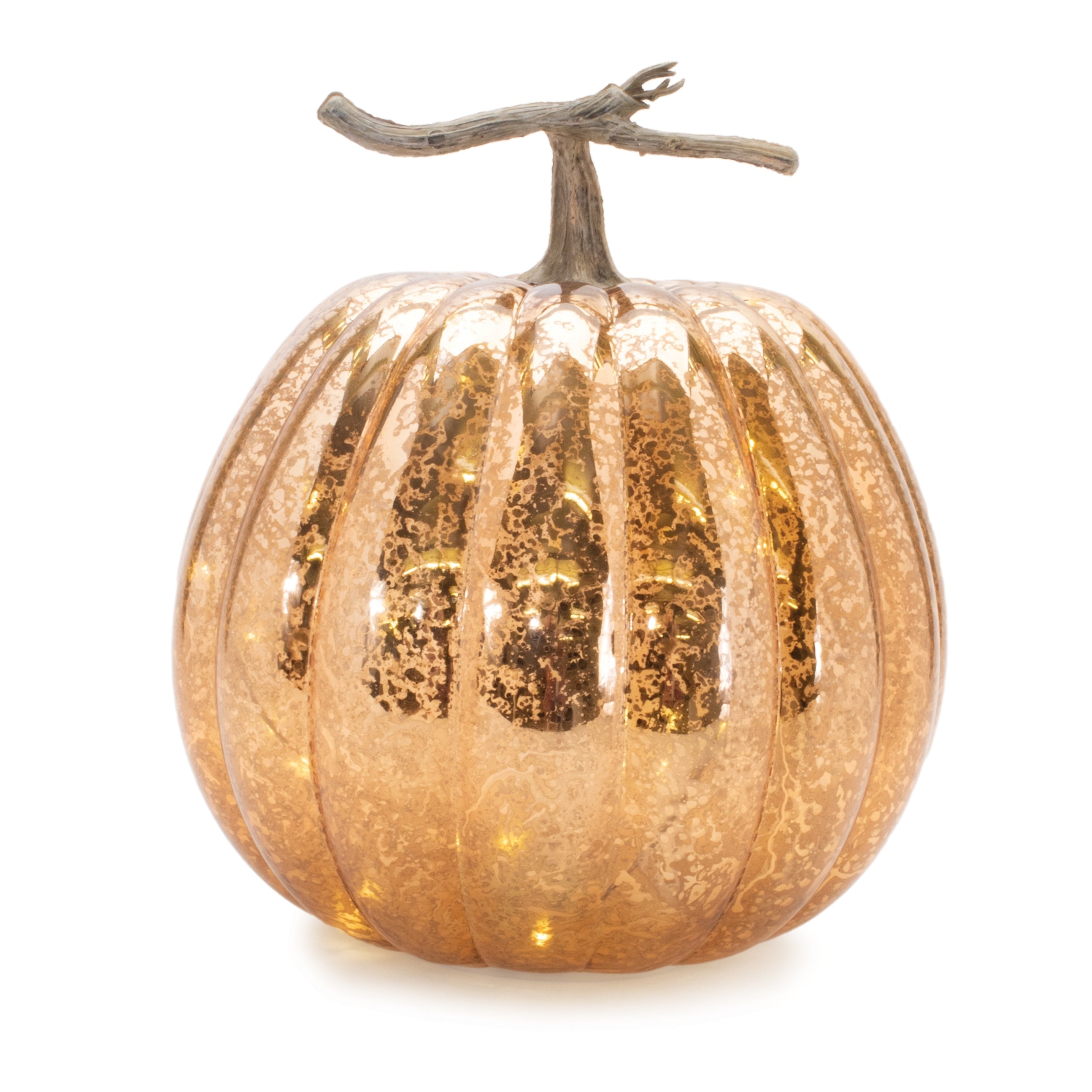 LED Pumpkin 10"D x 12"H Glass 3 AA Batteries Not Included