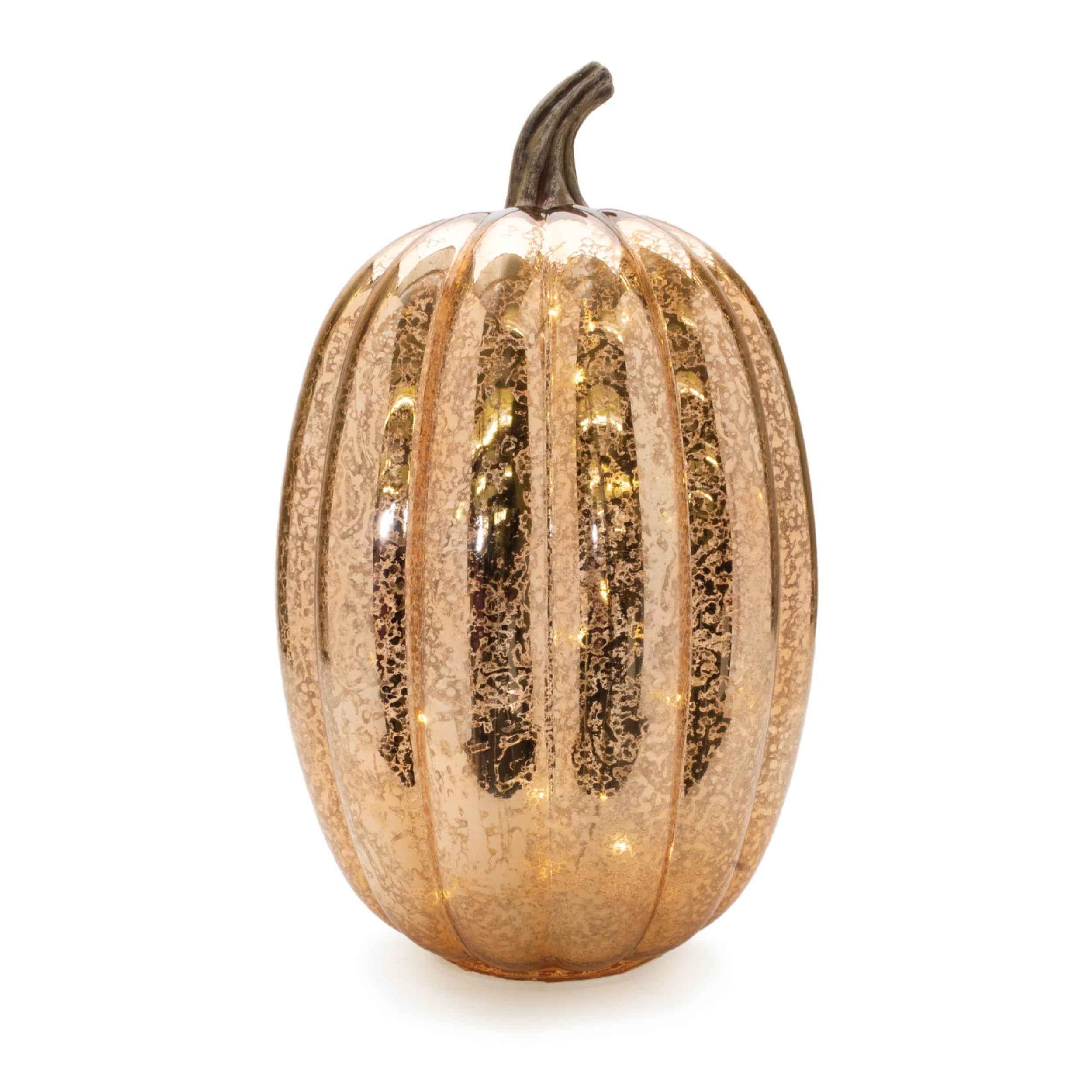 LED Pumpkin (Set of 2) 9.5"D x 16.5"H Glass 3 AA Batteries Not Included
