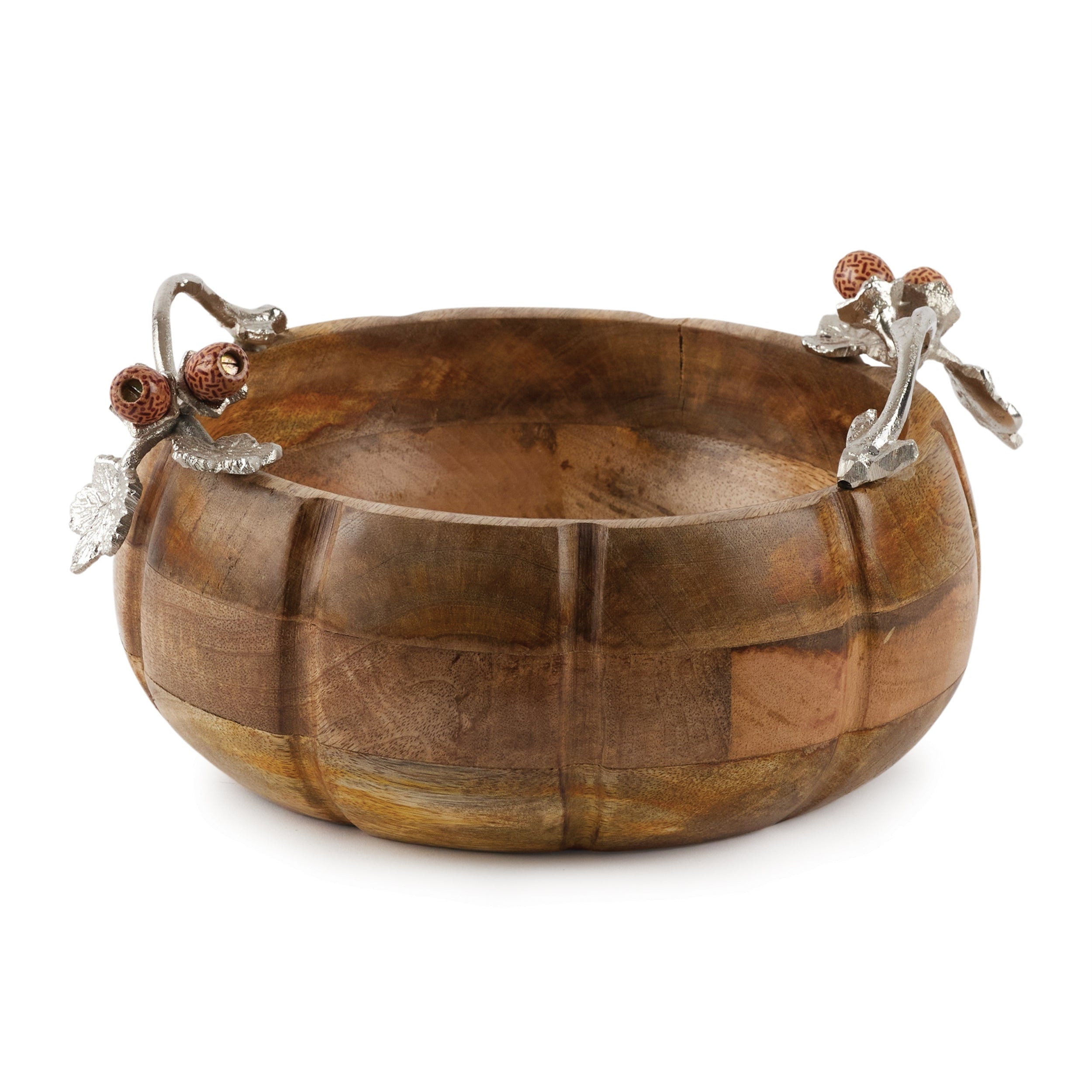 Pumpkin Bowl 12"D x 6"H Wood/Brass