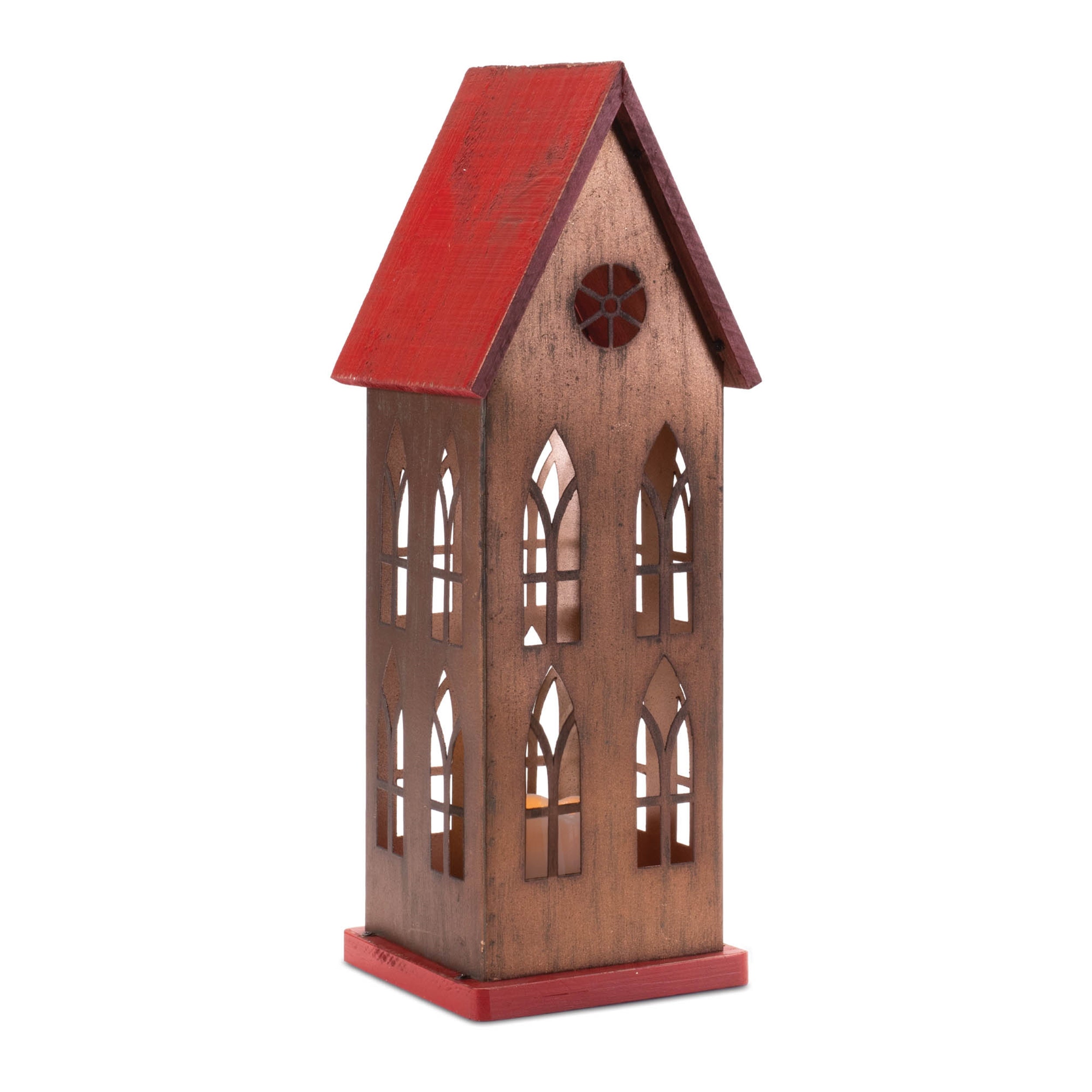 LED Church 17.5"H Iron/Wood 3 AA Batteries Not Included