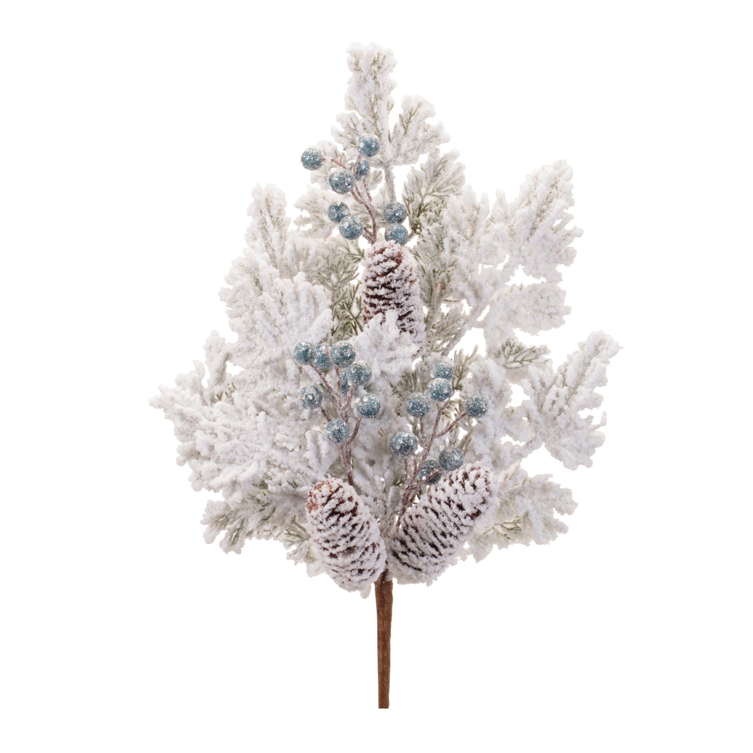 Flocked Pine w/Berry Spray 26.5”H