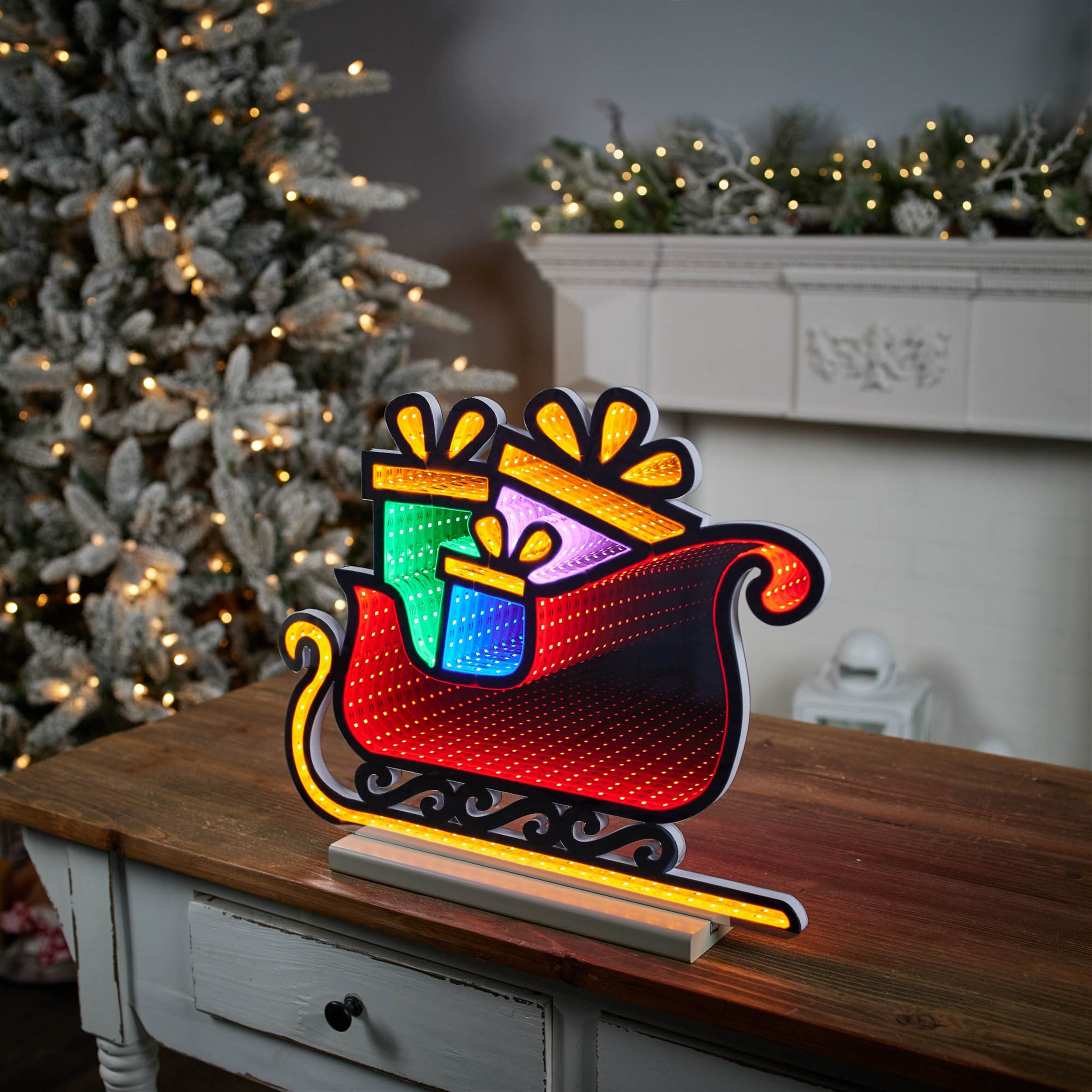 Sleigh w/Packages Ekkolight 17"L x 14.5"H Acrylic UL Plug