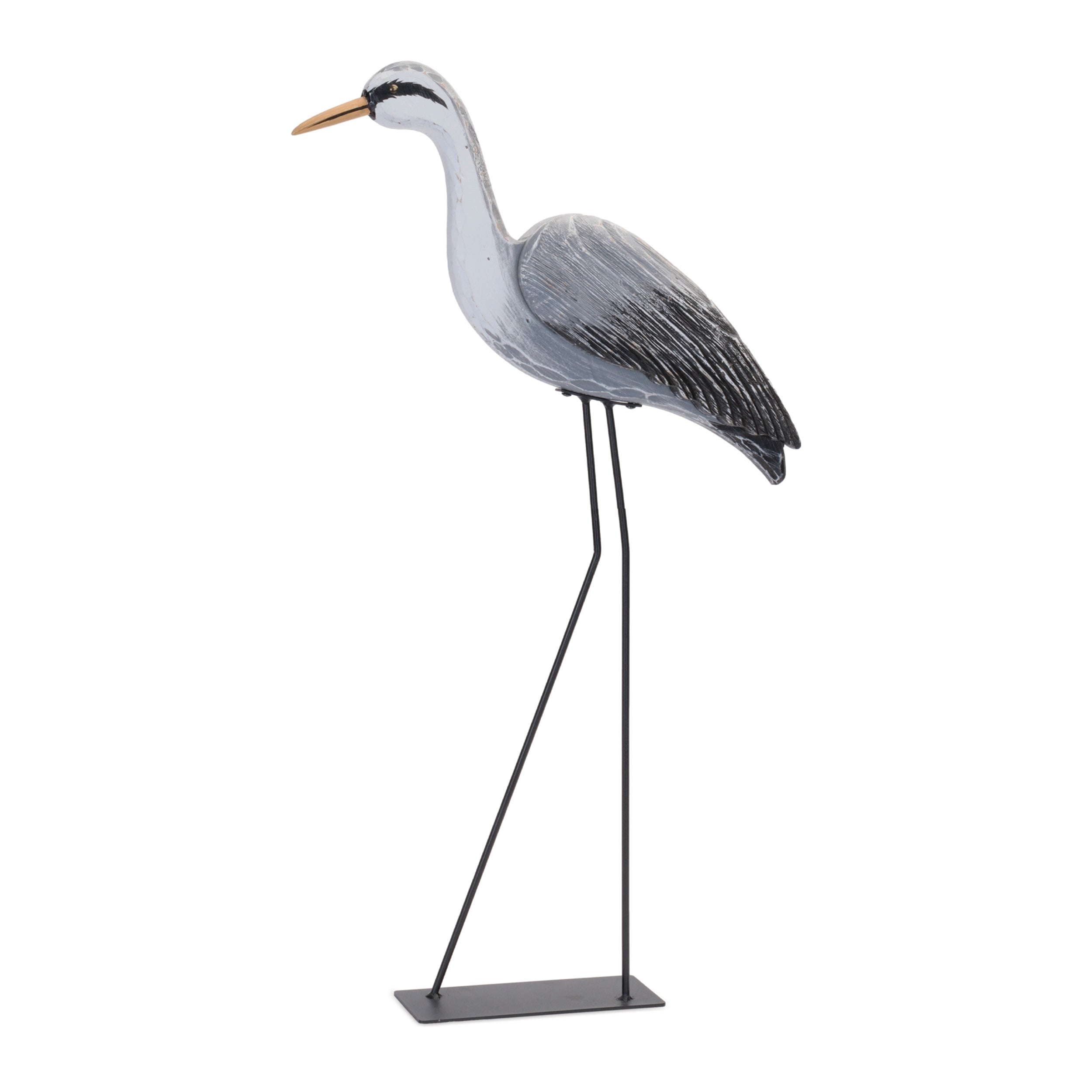 Heron Bird 29.5”H Wood/Iron