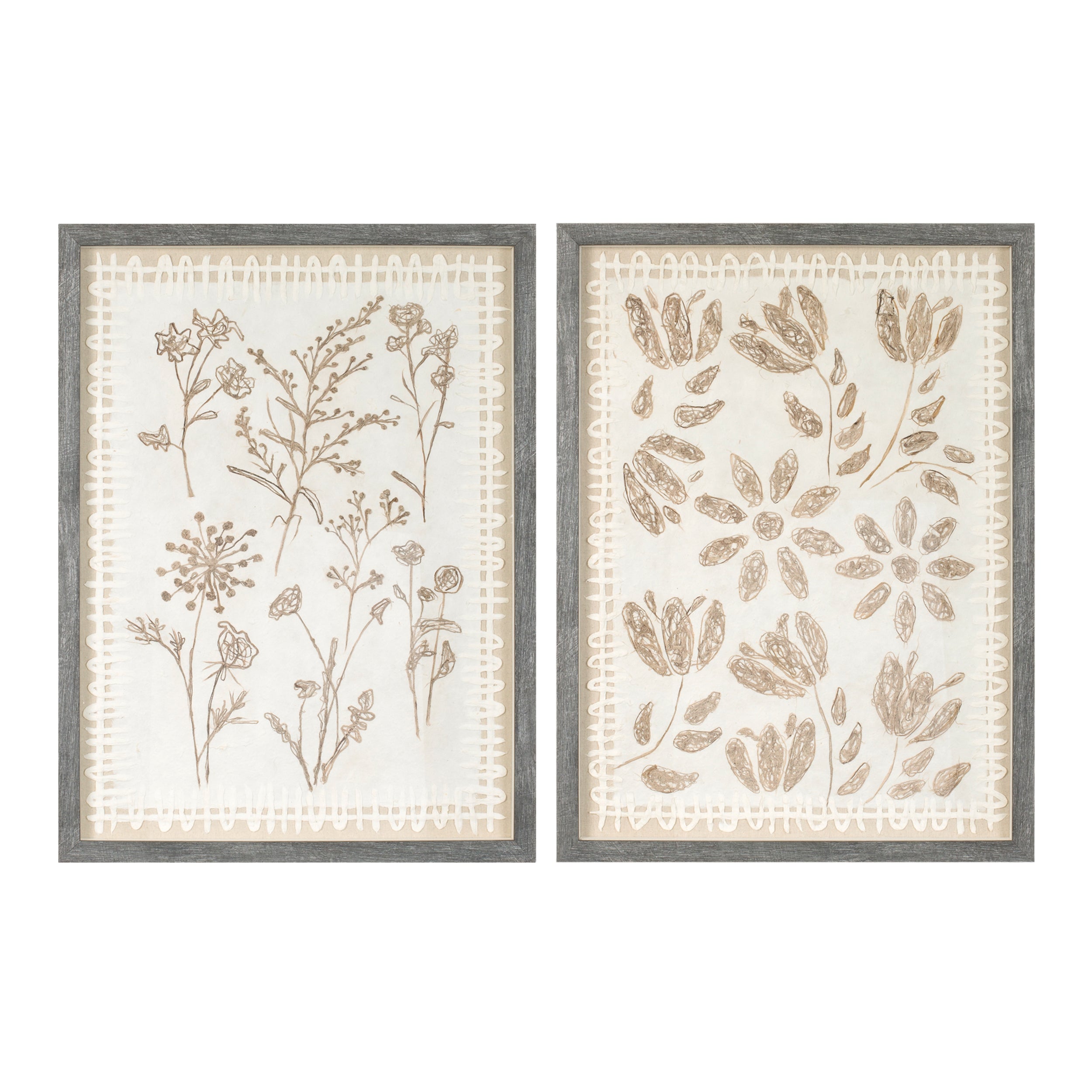 Framed Floral Wall Décor (2 Asst) 18"L x 24"H Glass/Wood/Paper