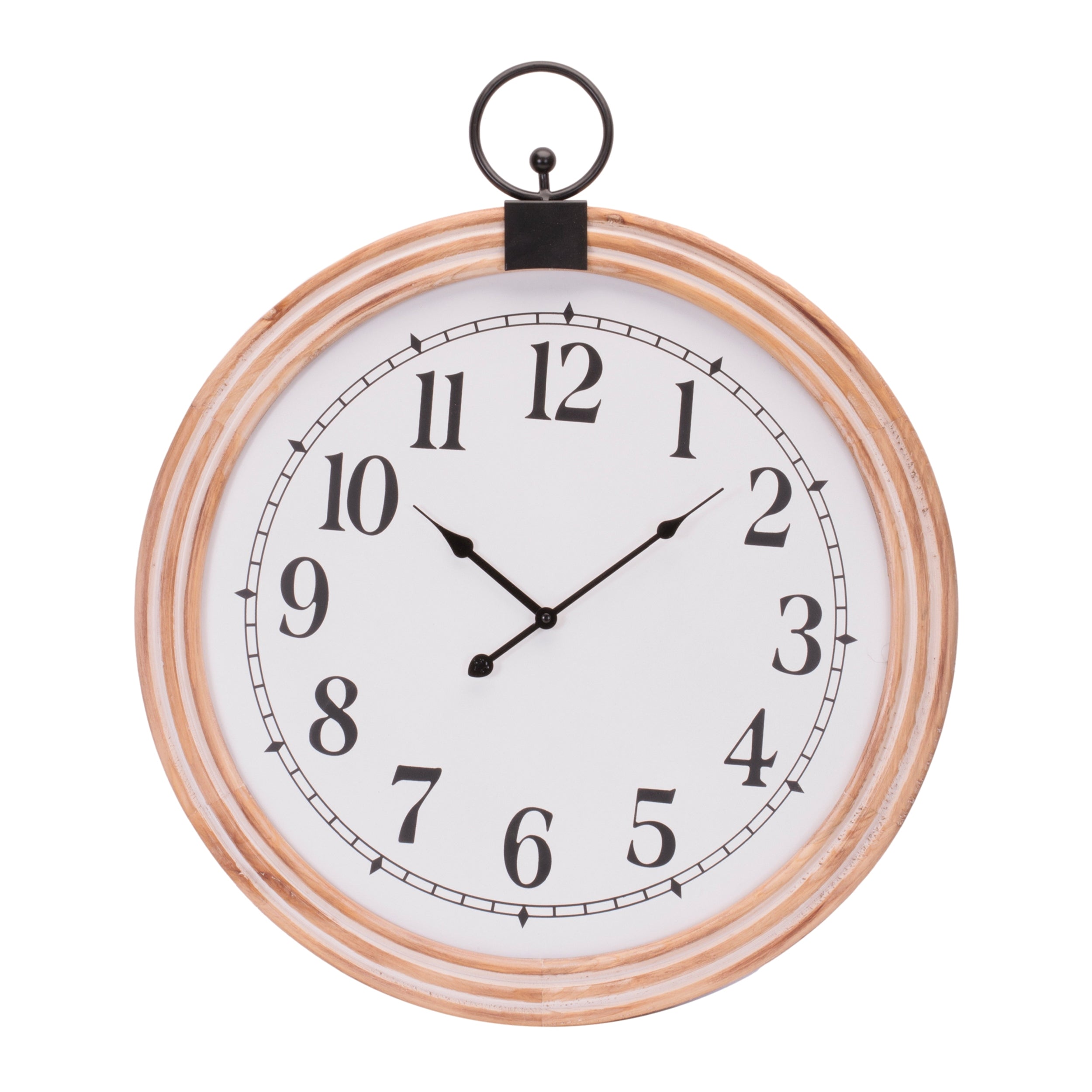 Wall Clock 24”D Wood/Wood 1 AA Battery Not Included