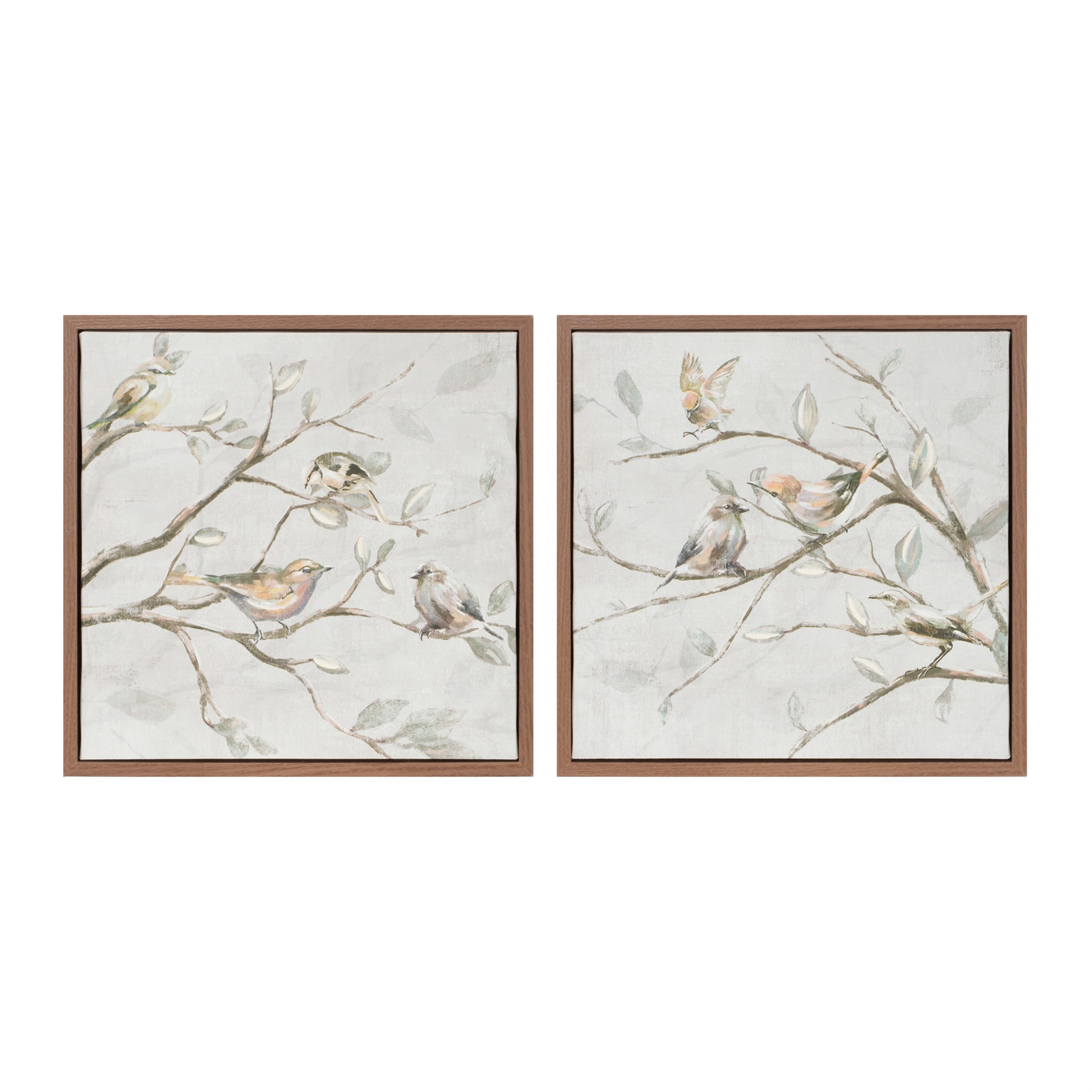Framed Bird on Branch Canvas (2 Asst) 10”SQ Wood/Canvas