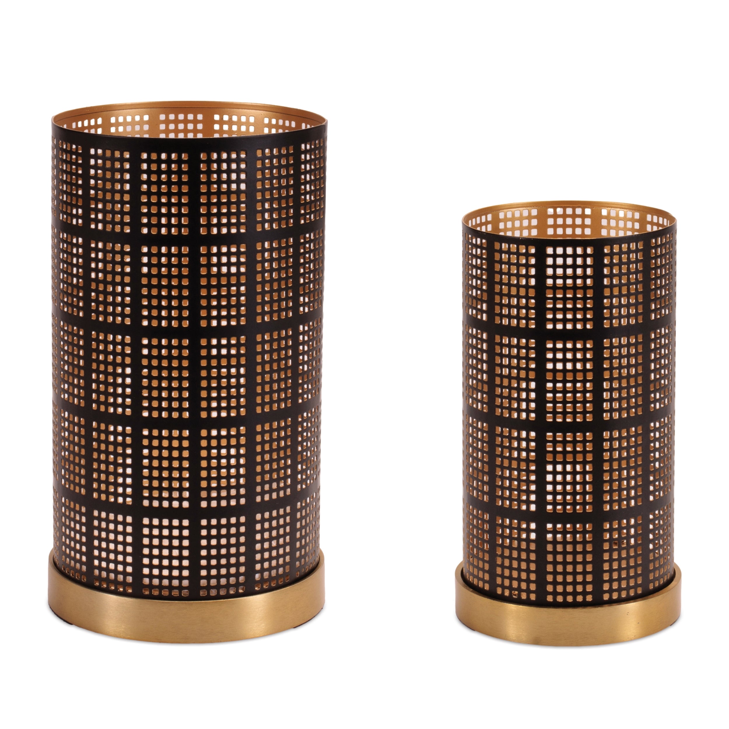 Candle Holder (Set of 2) 5.25"D x 9.5"H, 6.5"D x 11.5"H Metal