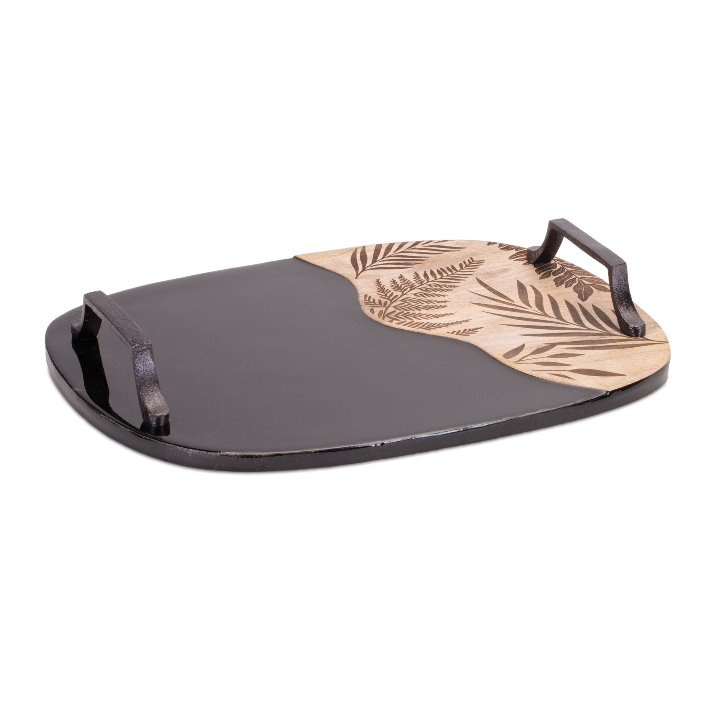 Tray 17"L x 12.5"W x 2.5"H Wood/Aluminum