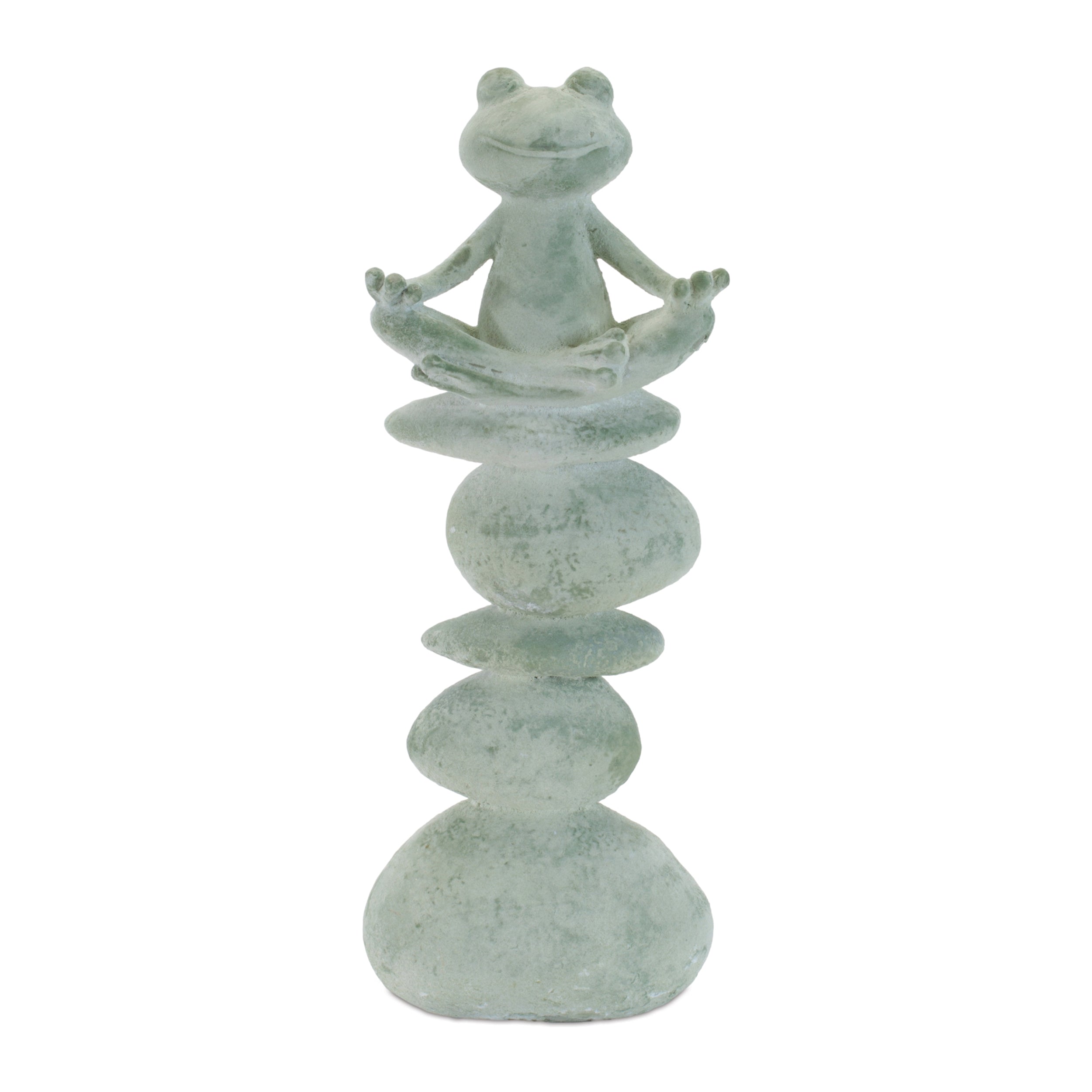 Yoga Frog on Rocks 13”H Resin