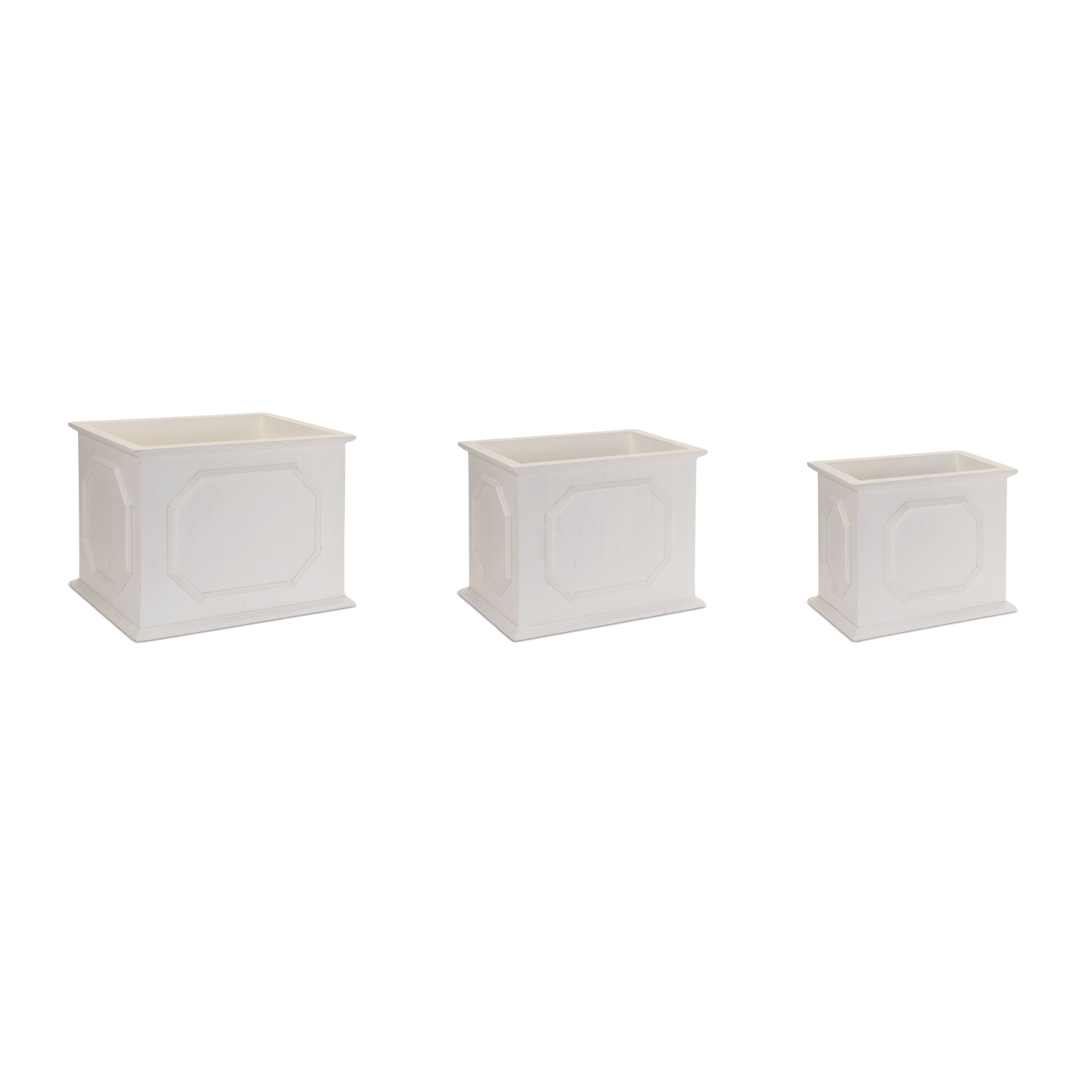 Planter (Set of 3) 13"L x 11.25"H, 15.5"L x 12.25"H, 18"L x 13.25"H Wood