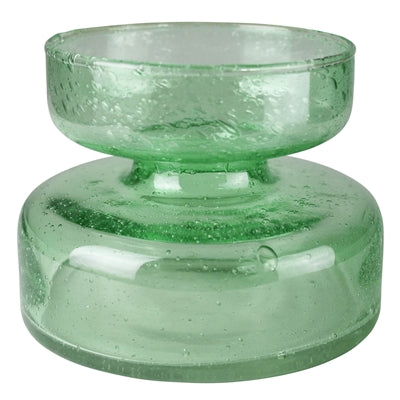 Seeded Glass Bulb Vase, Green
