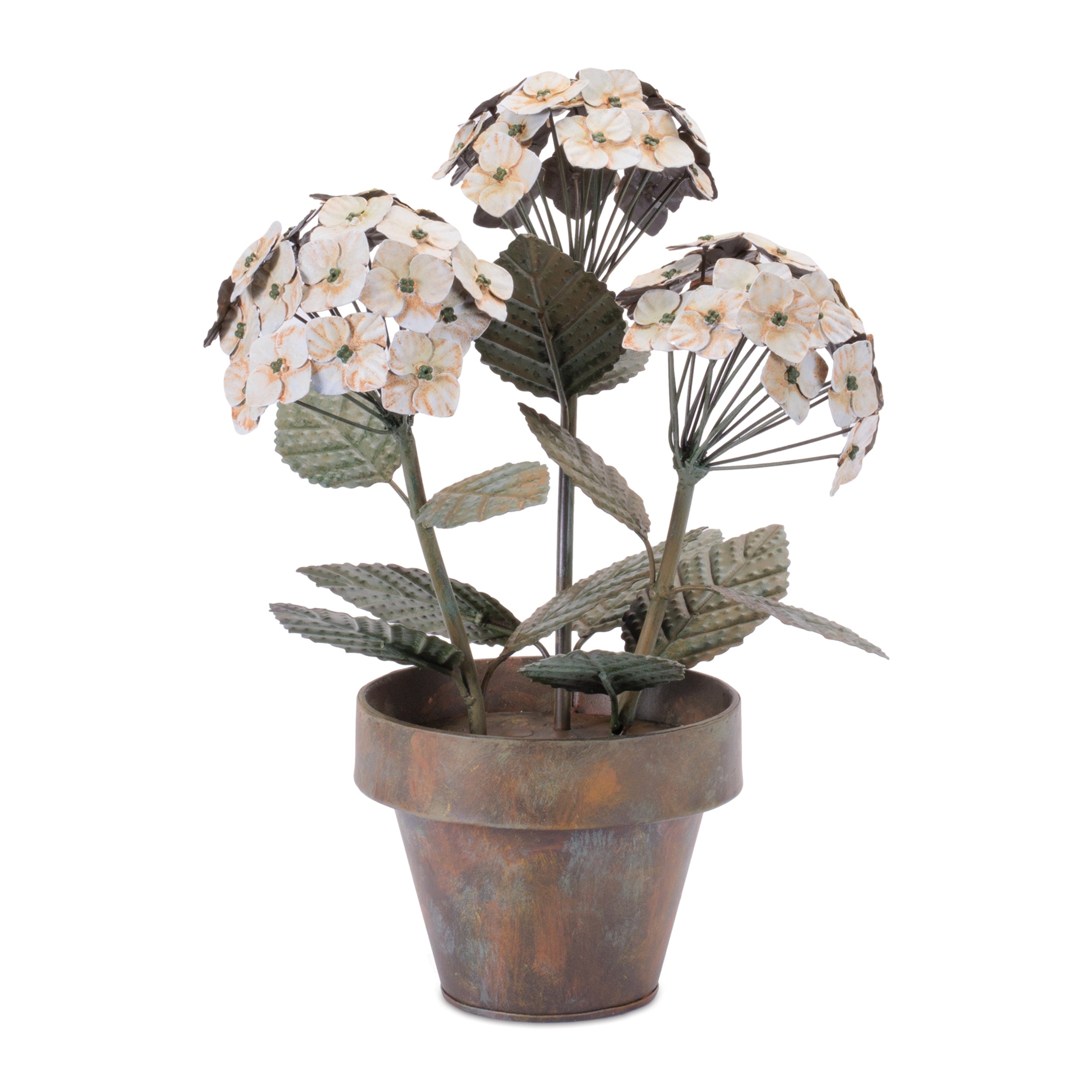 Potted Hydrangea 15”H Iron