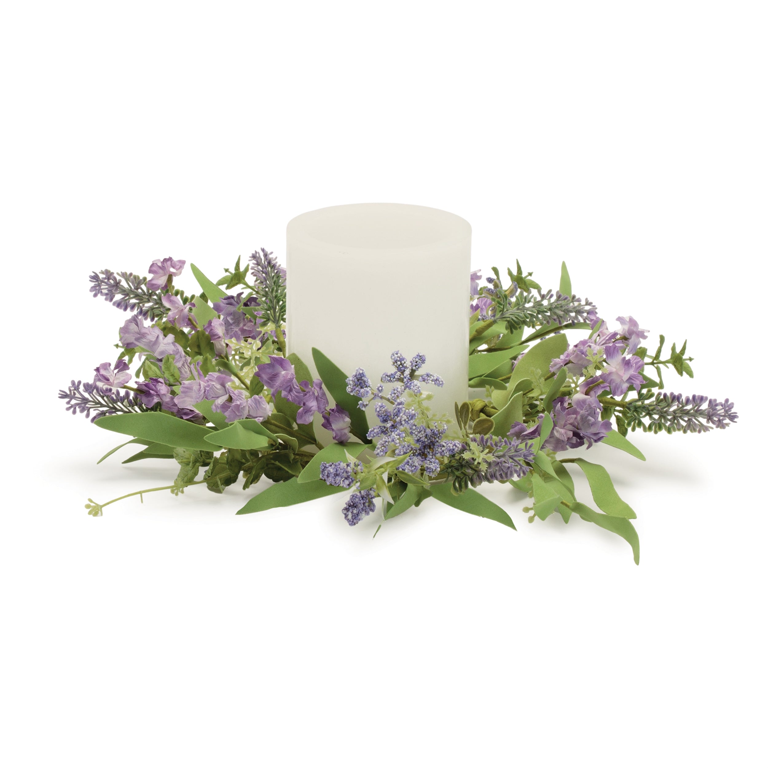 Mixed Floral Candle Ring (Set of 2) 11.5"D Polyester (Fits a 4" Candle)