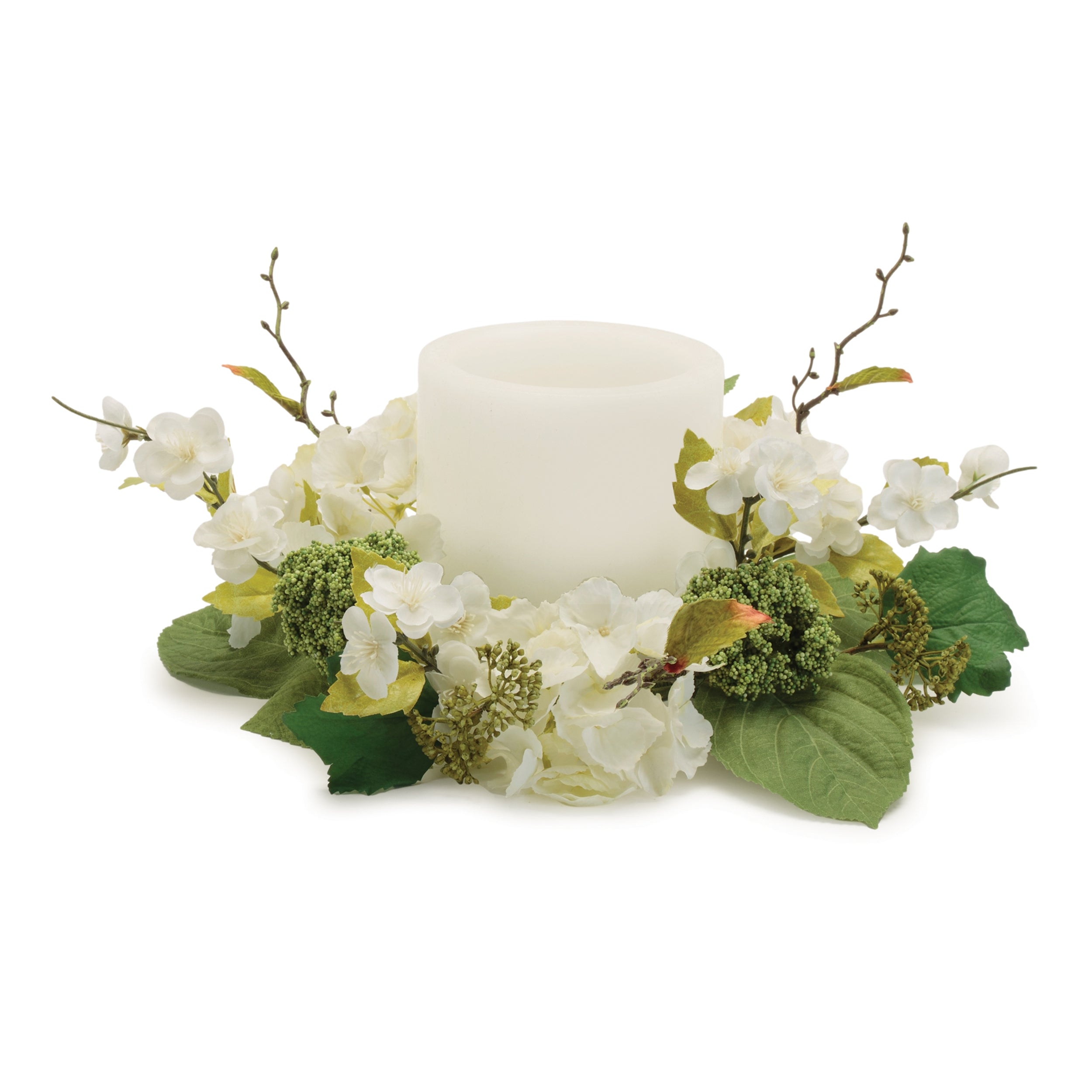 Hydrangea Candle Ring (Set of 2) 15"D Fabric (Fits a 4" Candle)