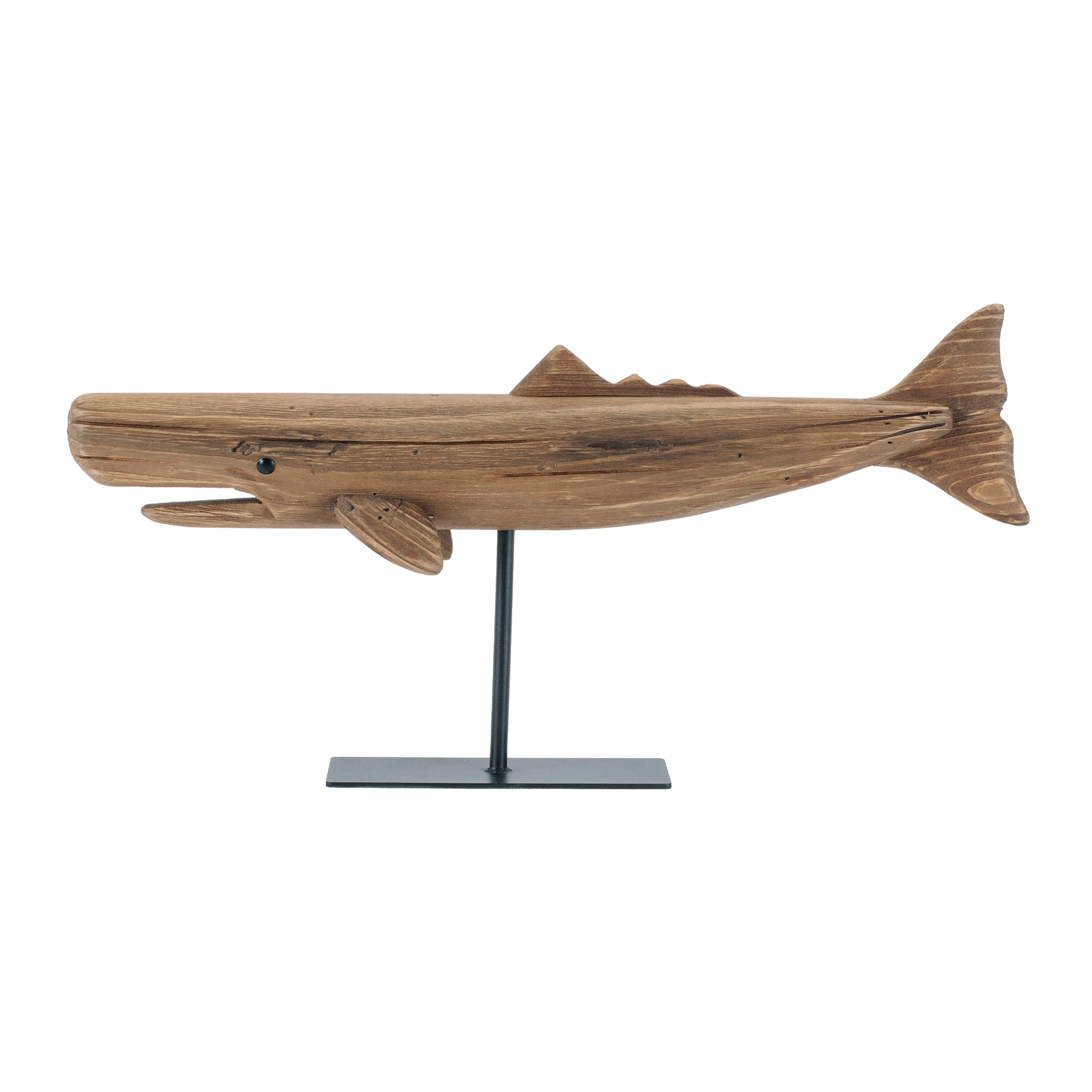 Whale on Stand 17.5"L x 9"H Wood/Metal