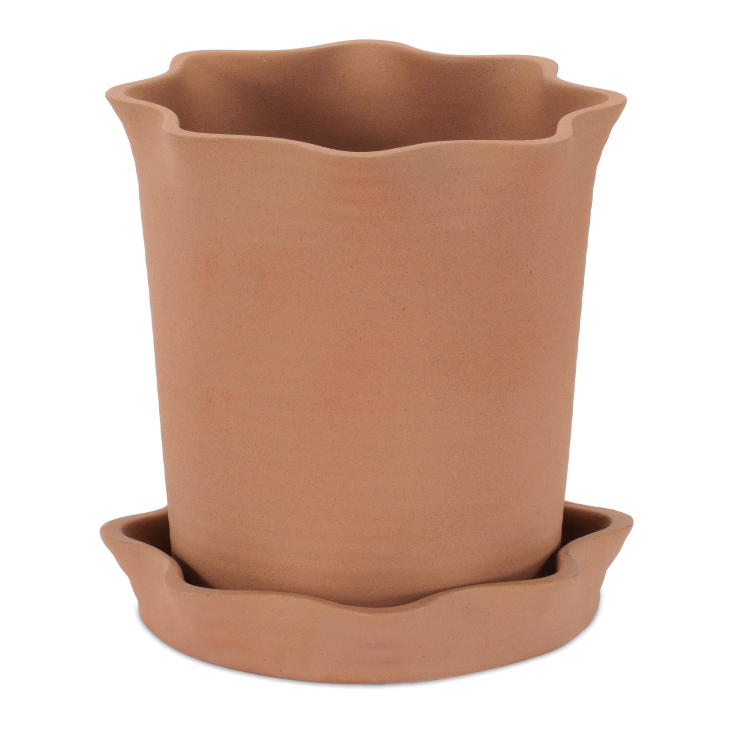 Container w/Saucer 6.5"D x 7"H Ceramic