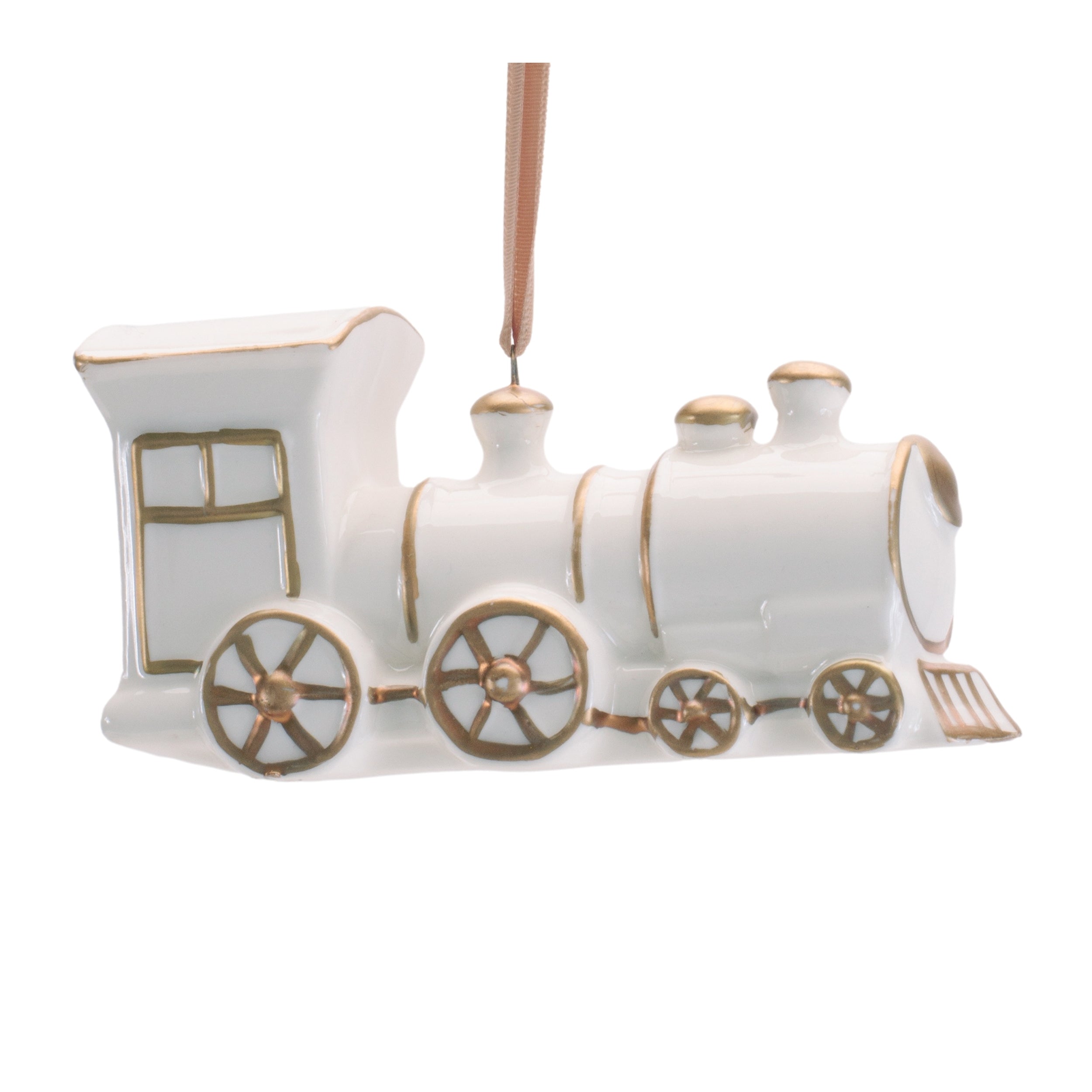 Train Ornament 4"L x 2.25"H Porcelain