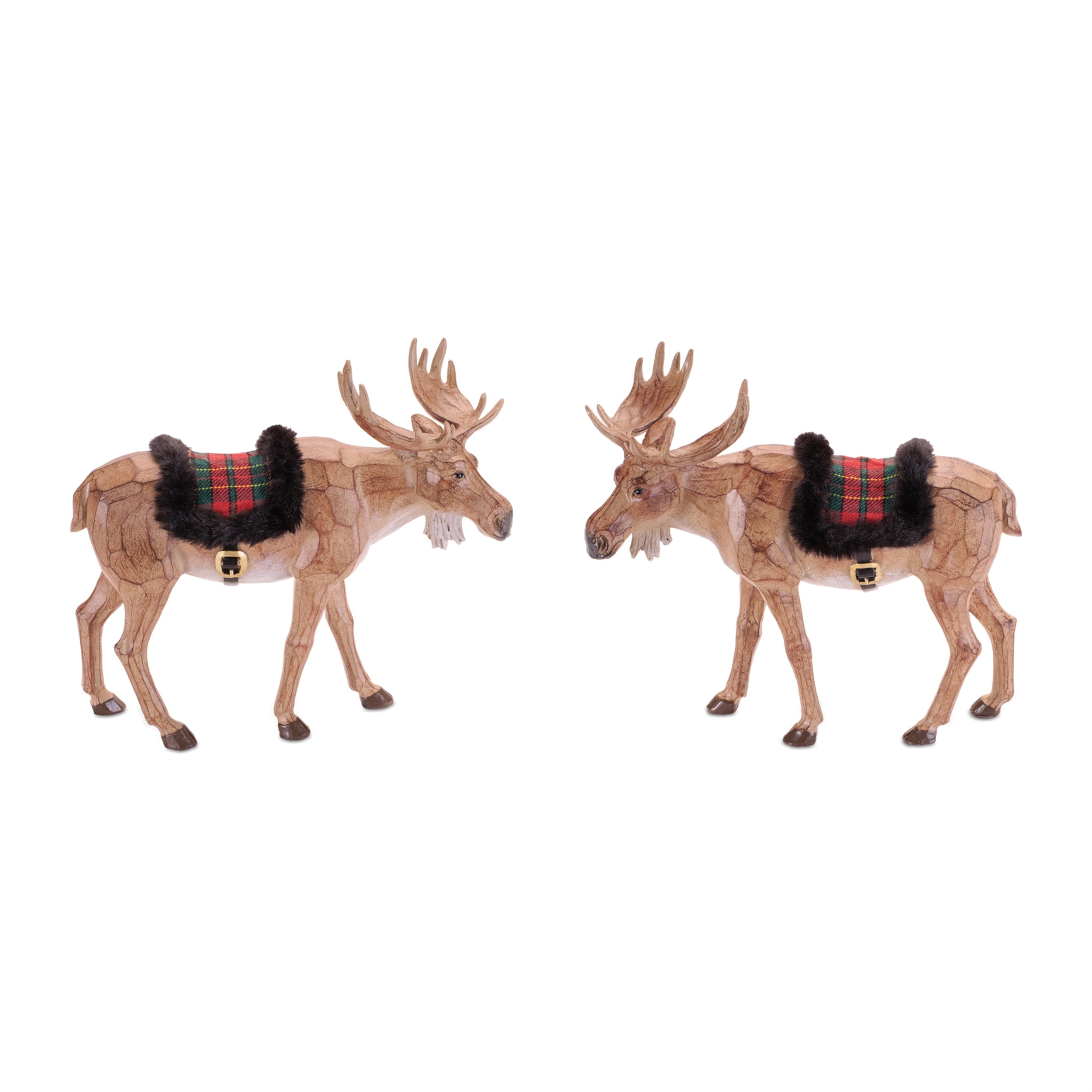 Moose w/Blanket (2 set of) 9”H Resin/Fabric