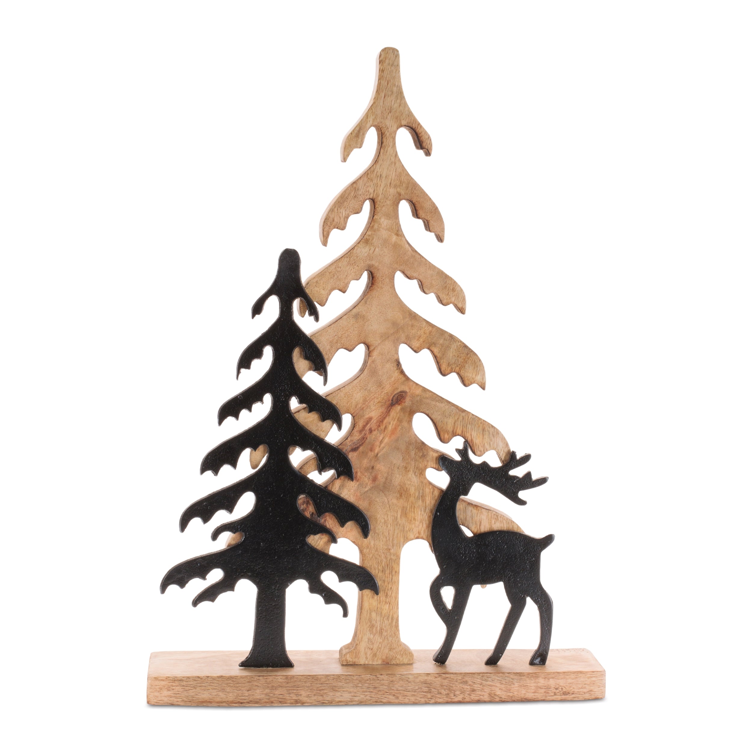Deer and Trees 14"L x 20"H Wood/Aluminum