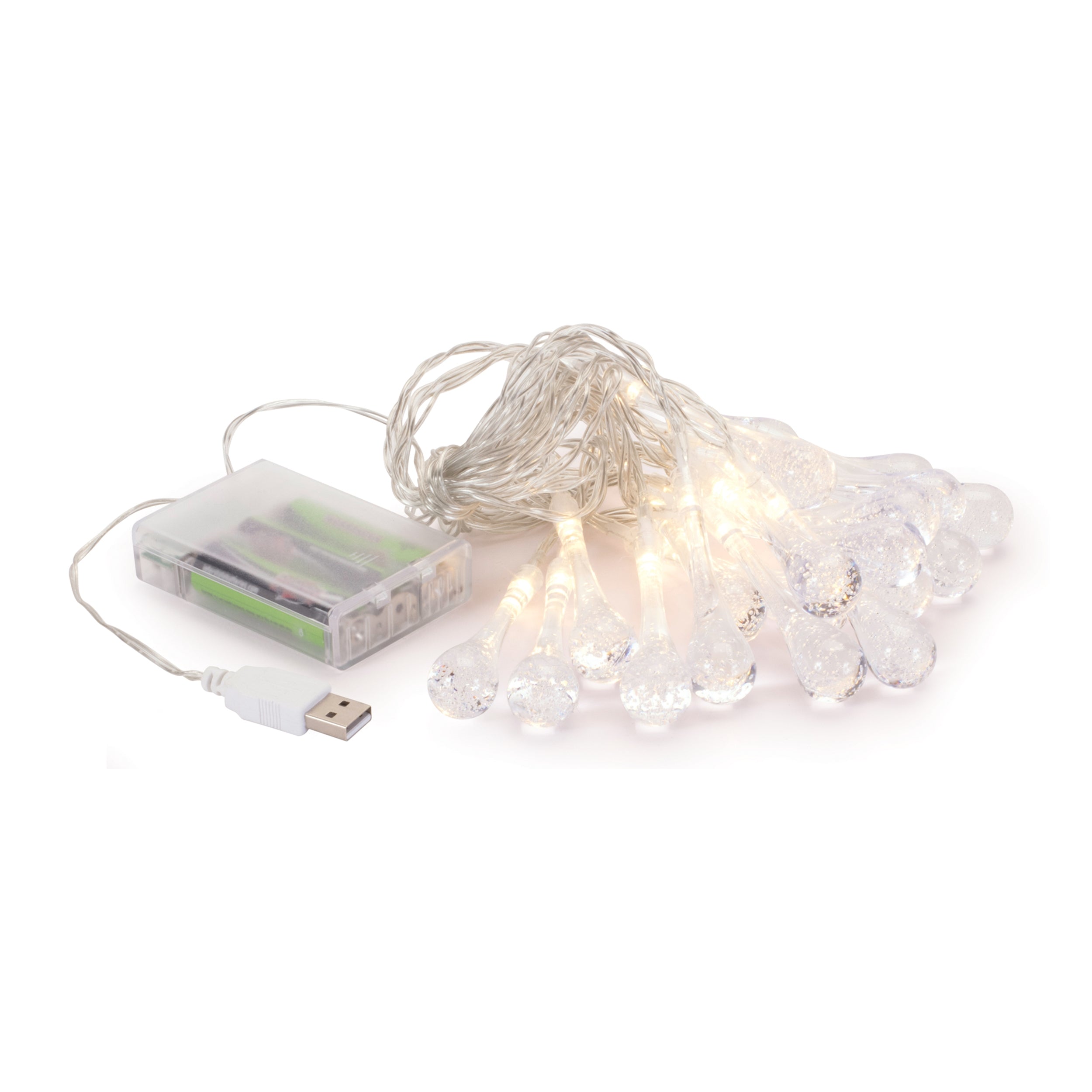 Icicle Light Strand 15'L 6 Hr Timer 3 AA Batteries Not Included/USB Cord Included