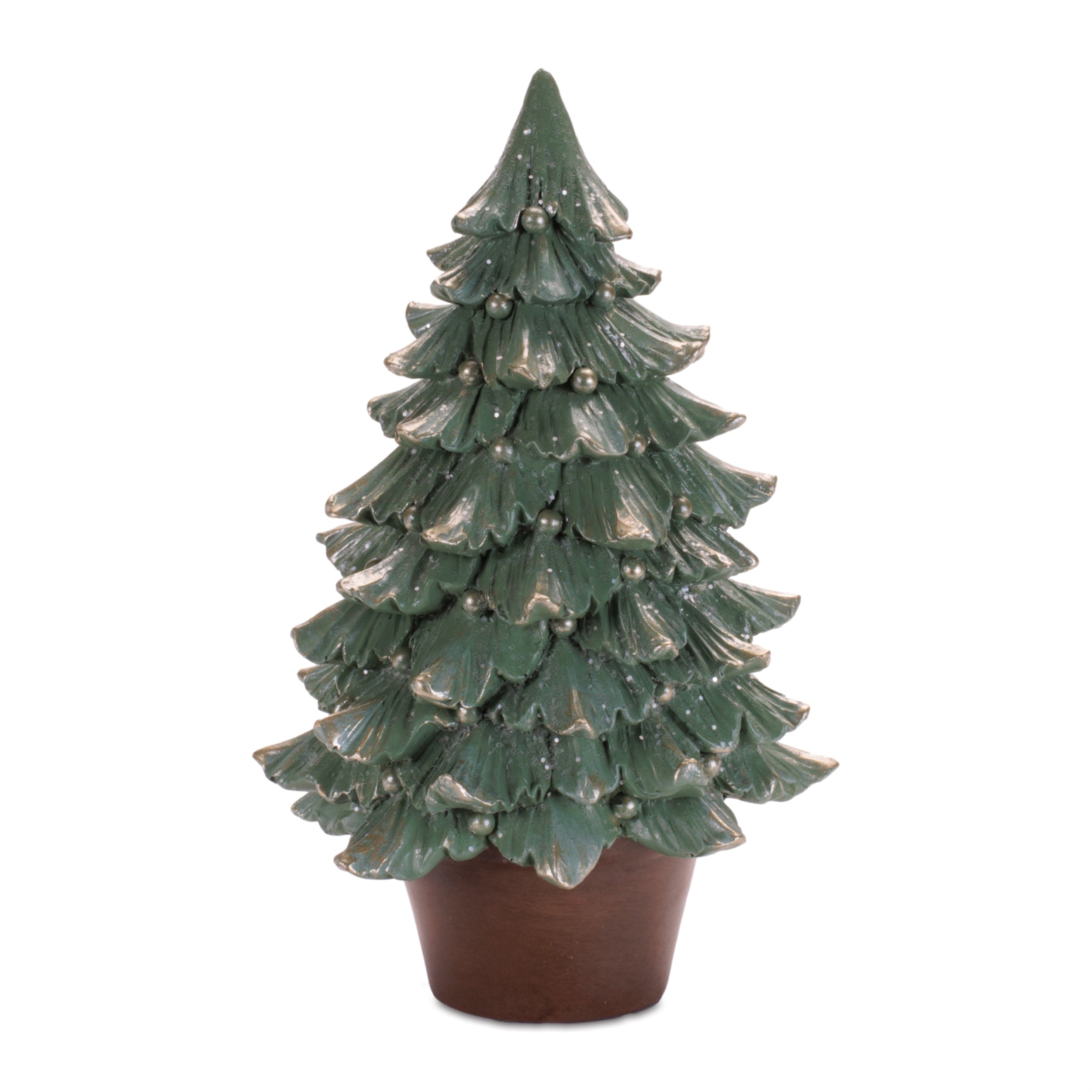 Holly Leaf Potted Tree 9.25”H Resin