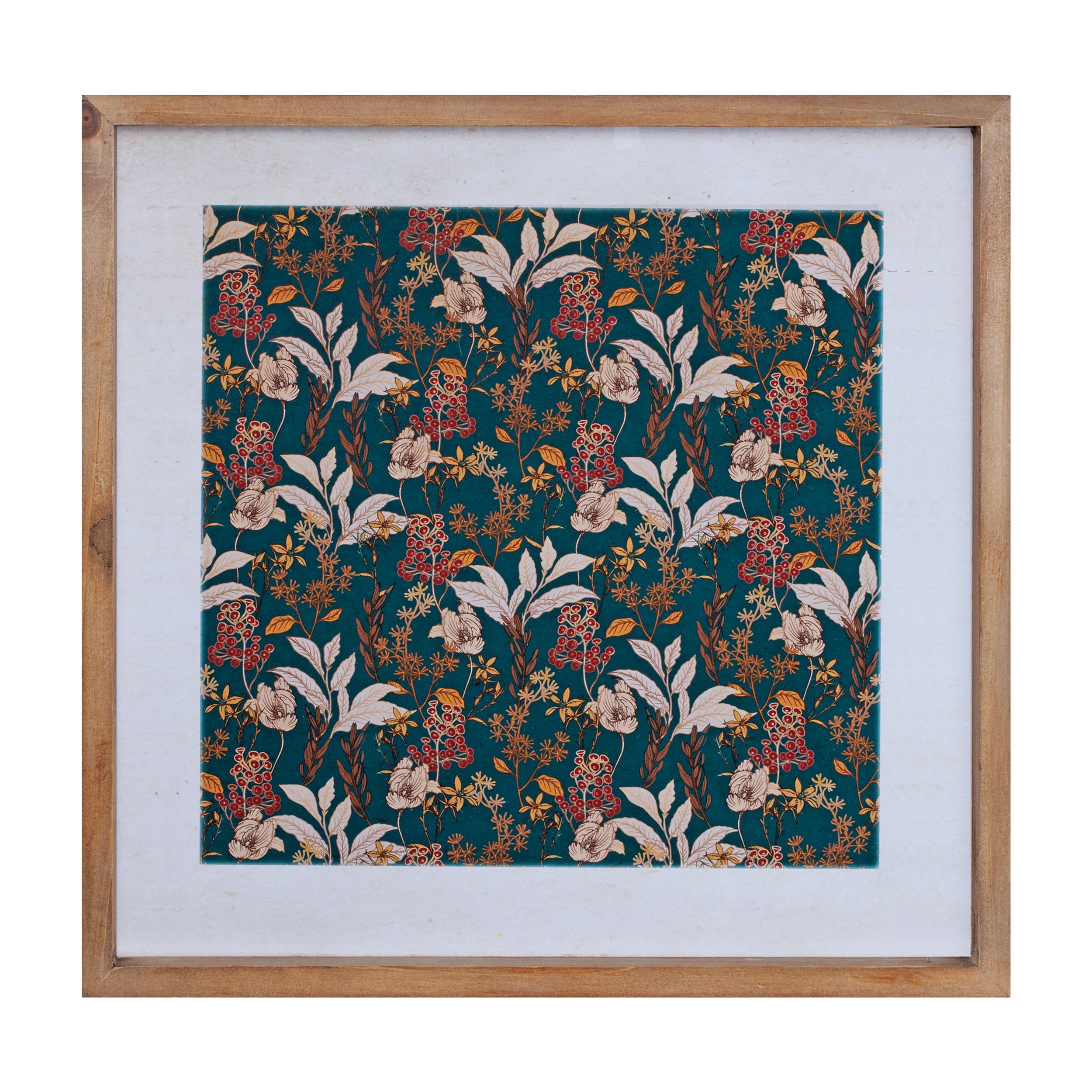 Framed Floral Print 15.5”SQ MDF/Wood