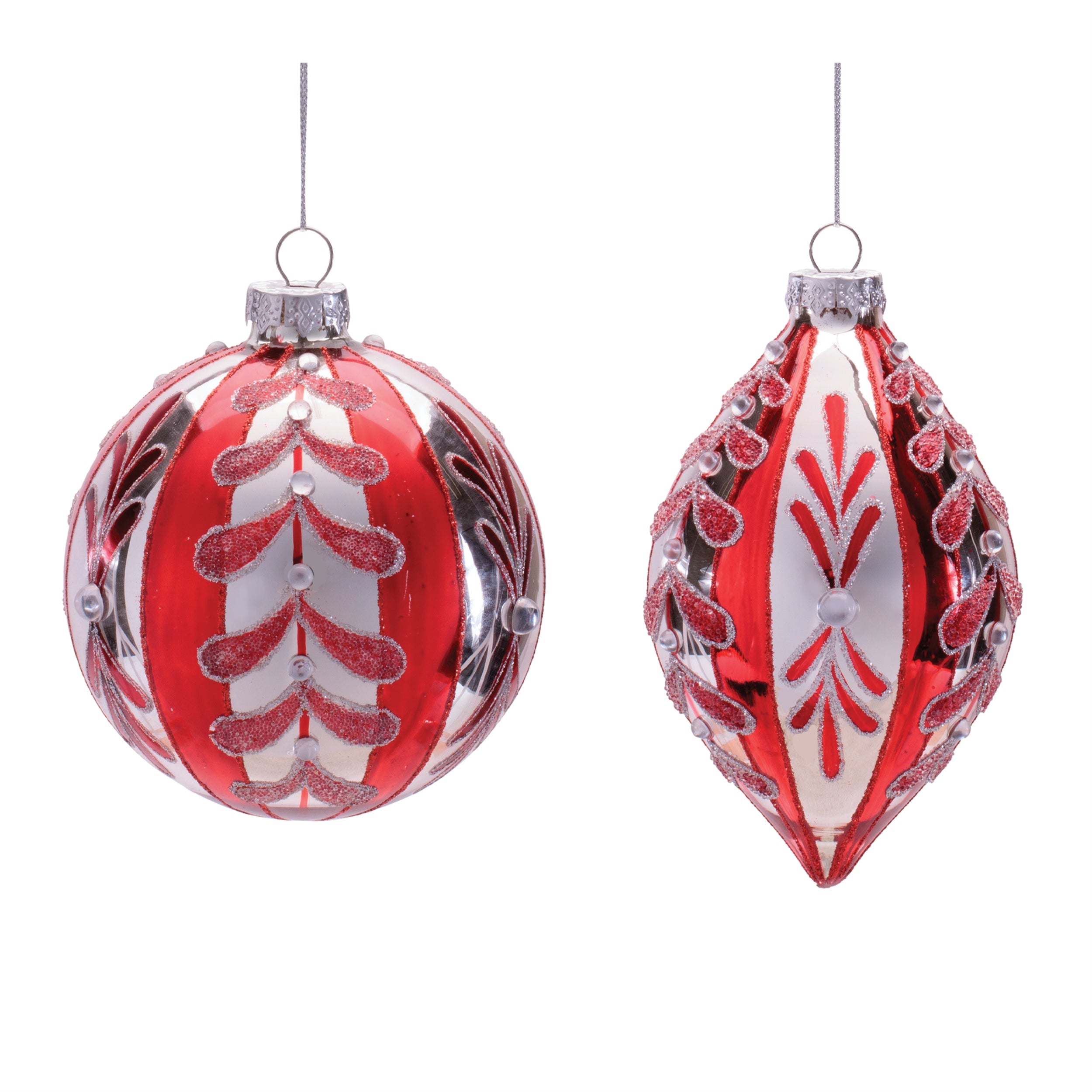 Ornament (2 set of) 4"D, 5"H Glass