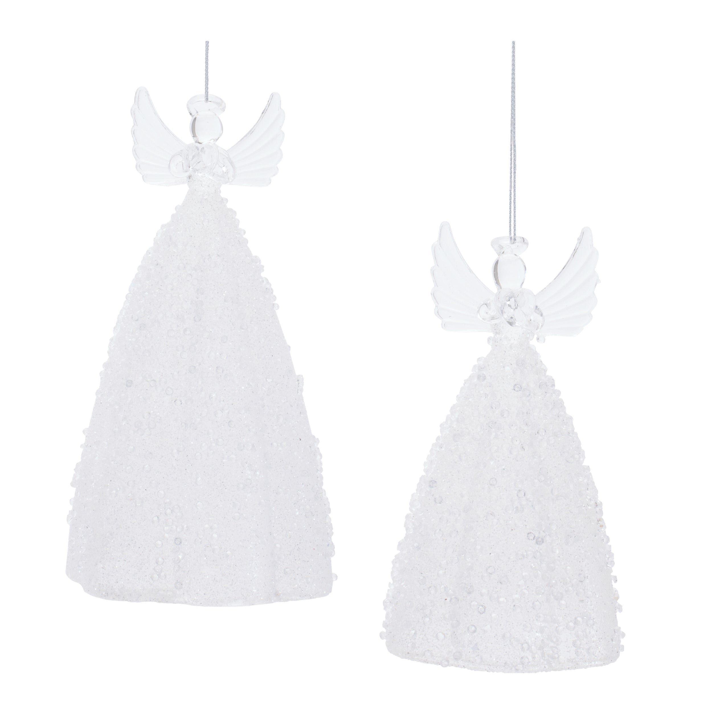Angel Ornament (Set of 2) 5"H, 7"H Glass