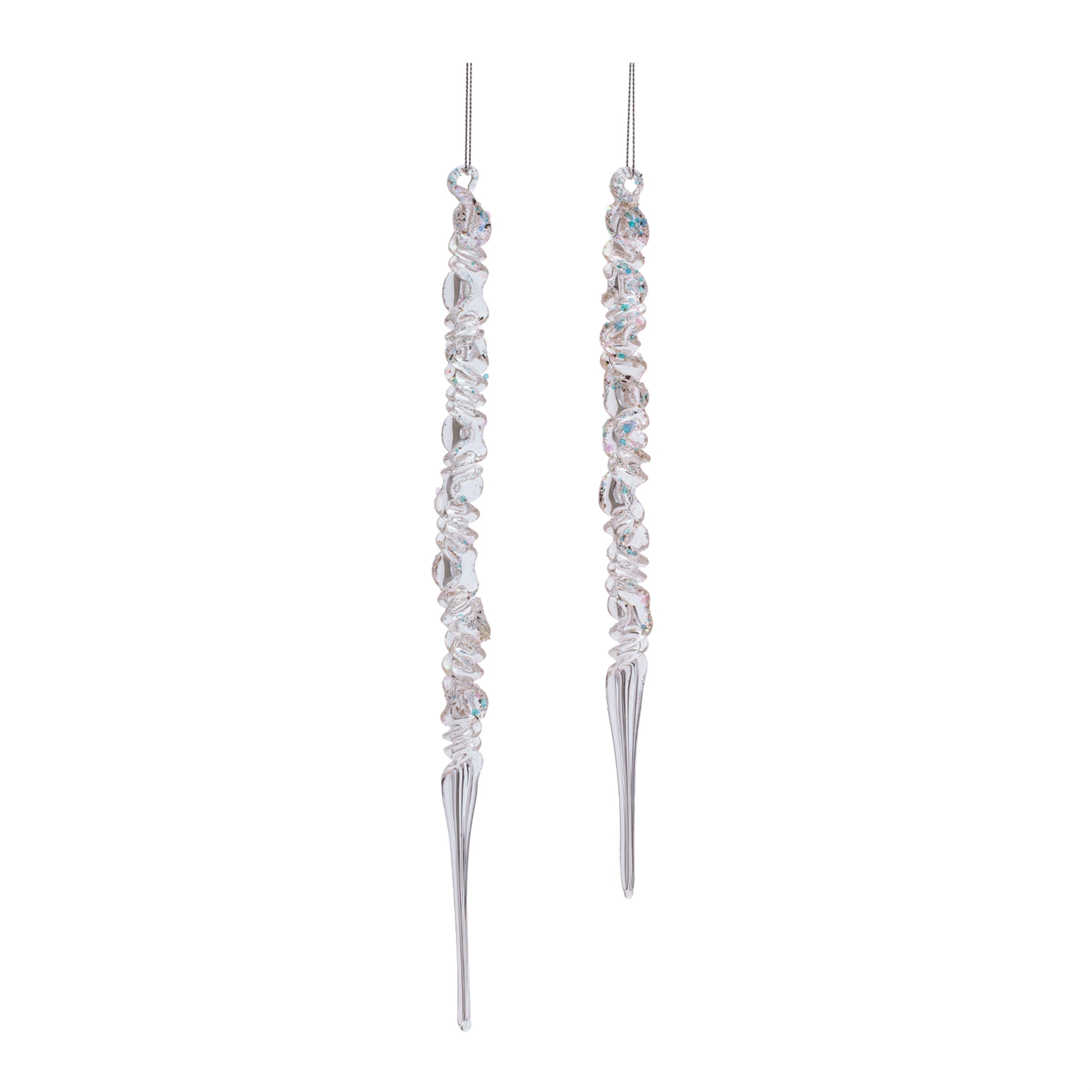 Icicle Ornament (Set of 2) 9.75"H, 11.5"H Glass
