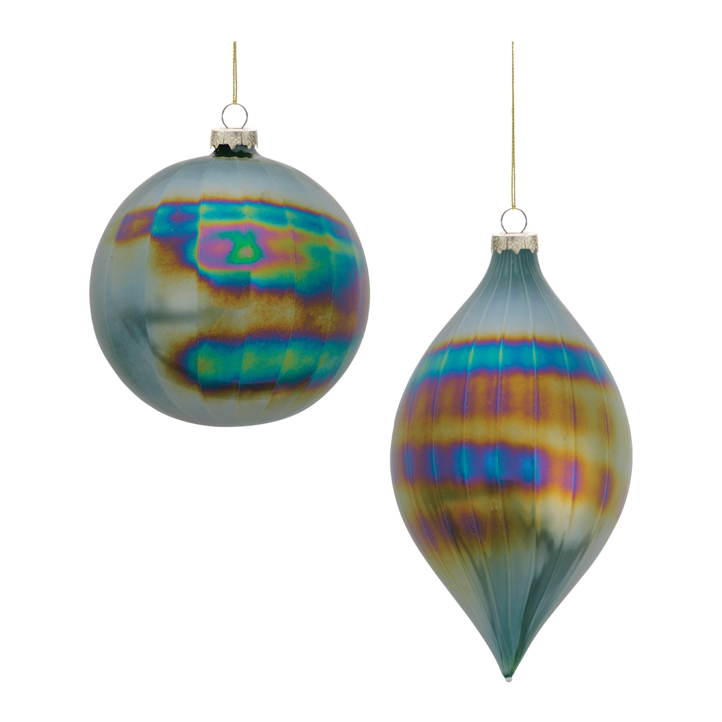Ornament (2 set of) 5"D, 7.5"H Glass