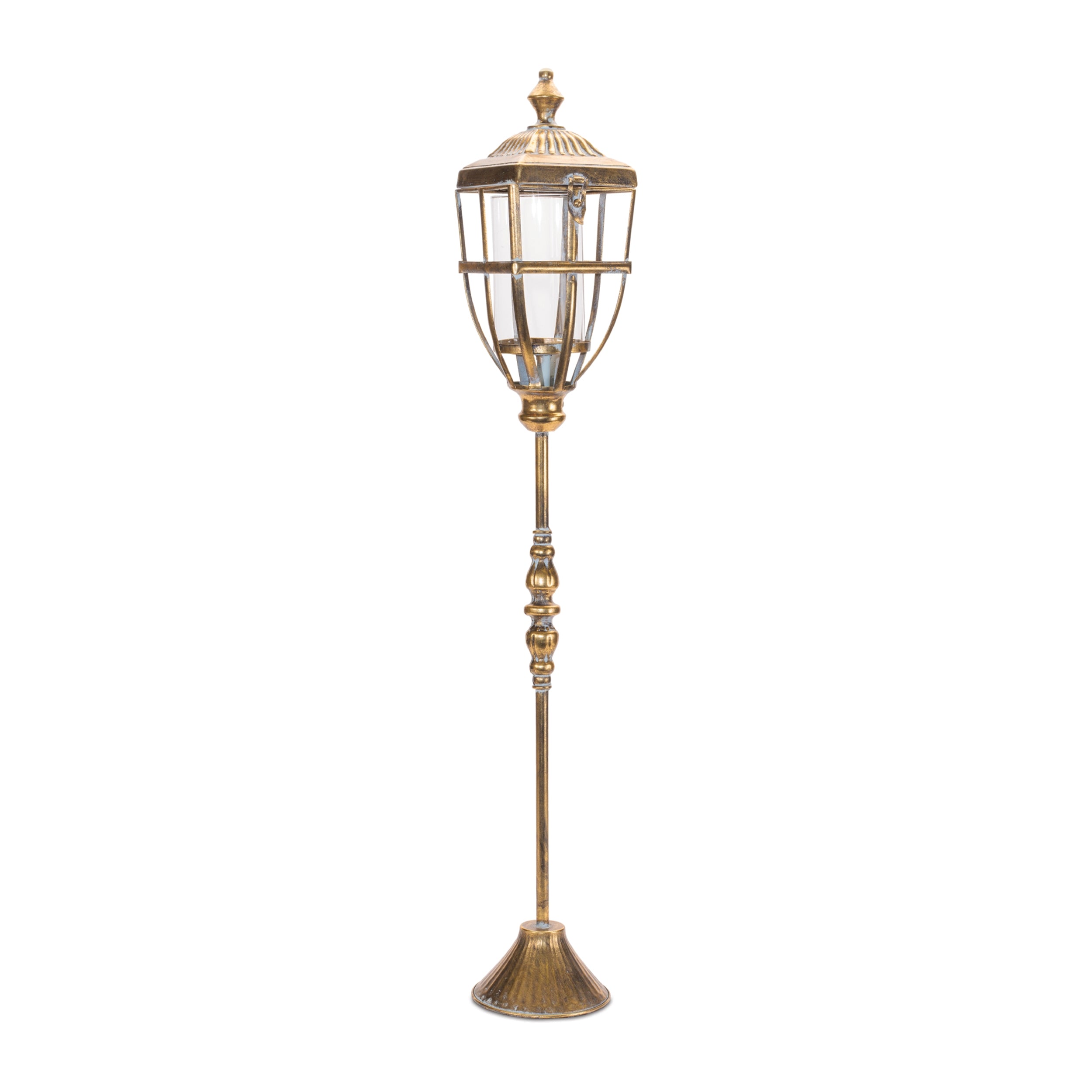 Lantern on Stand 36”H Metal/Glass