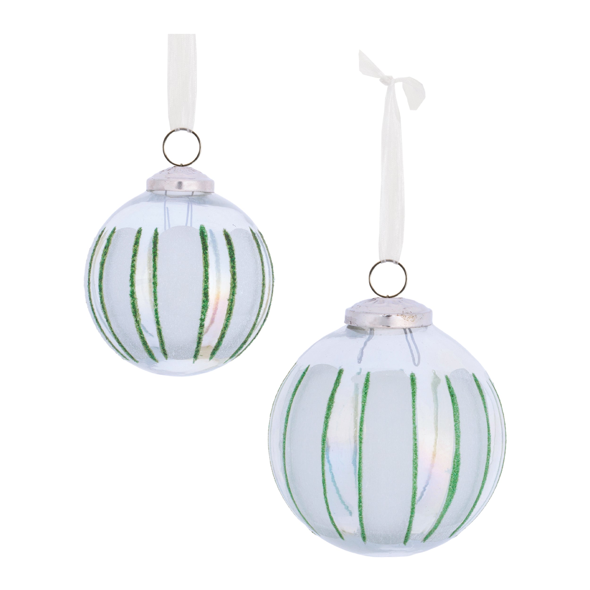 Ball Ornament (Set of 2) 3"D, 4"D Glass