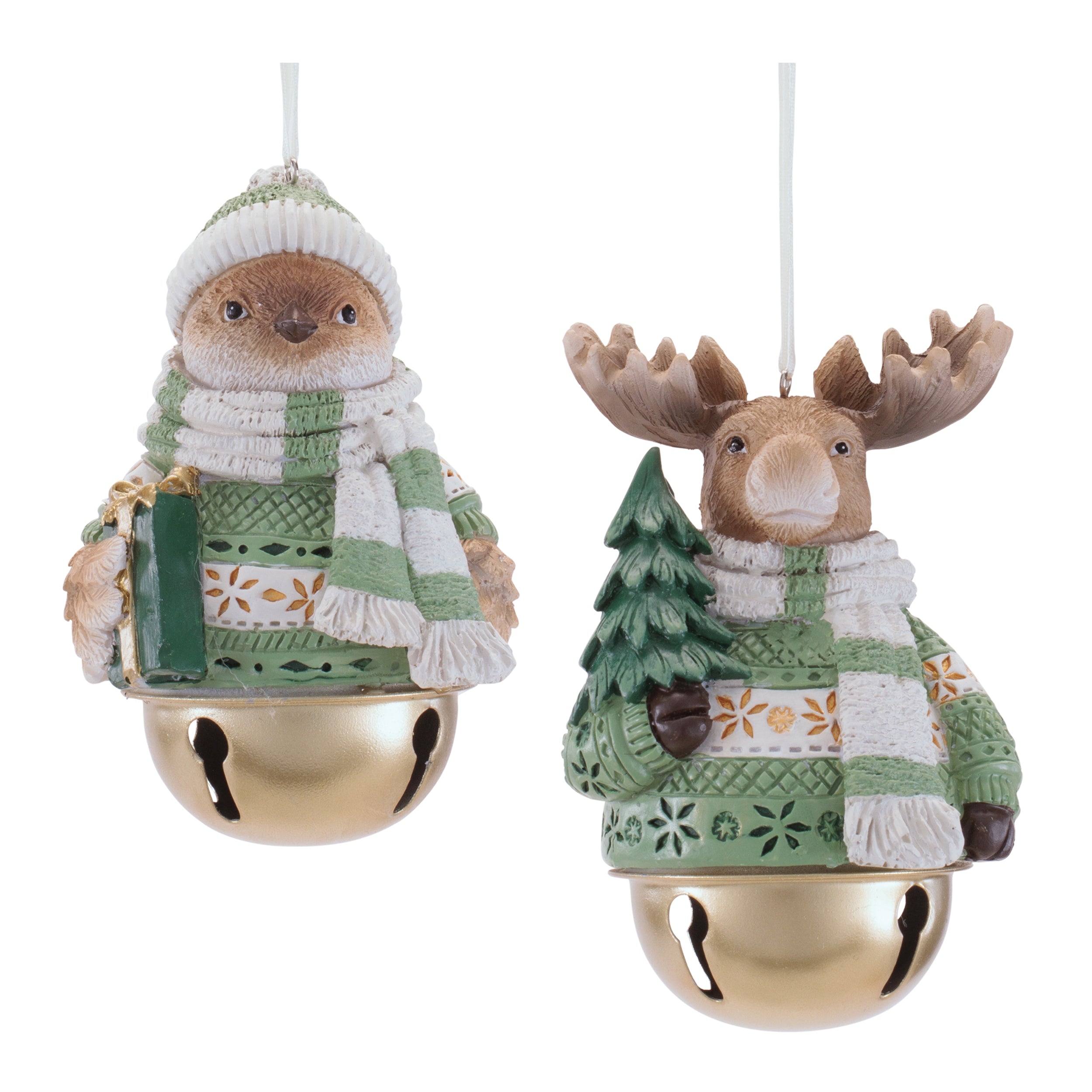 Moose/Bird Ornament (2 set of) 3”H Resin