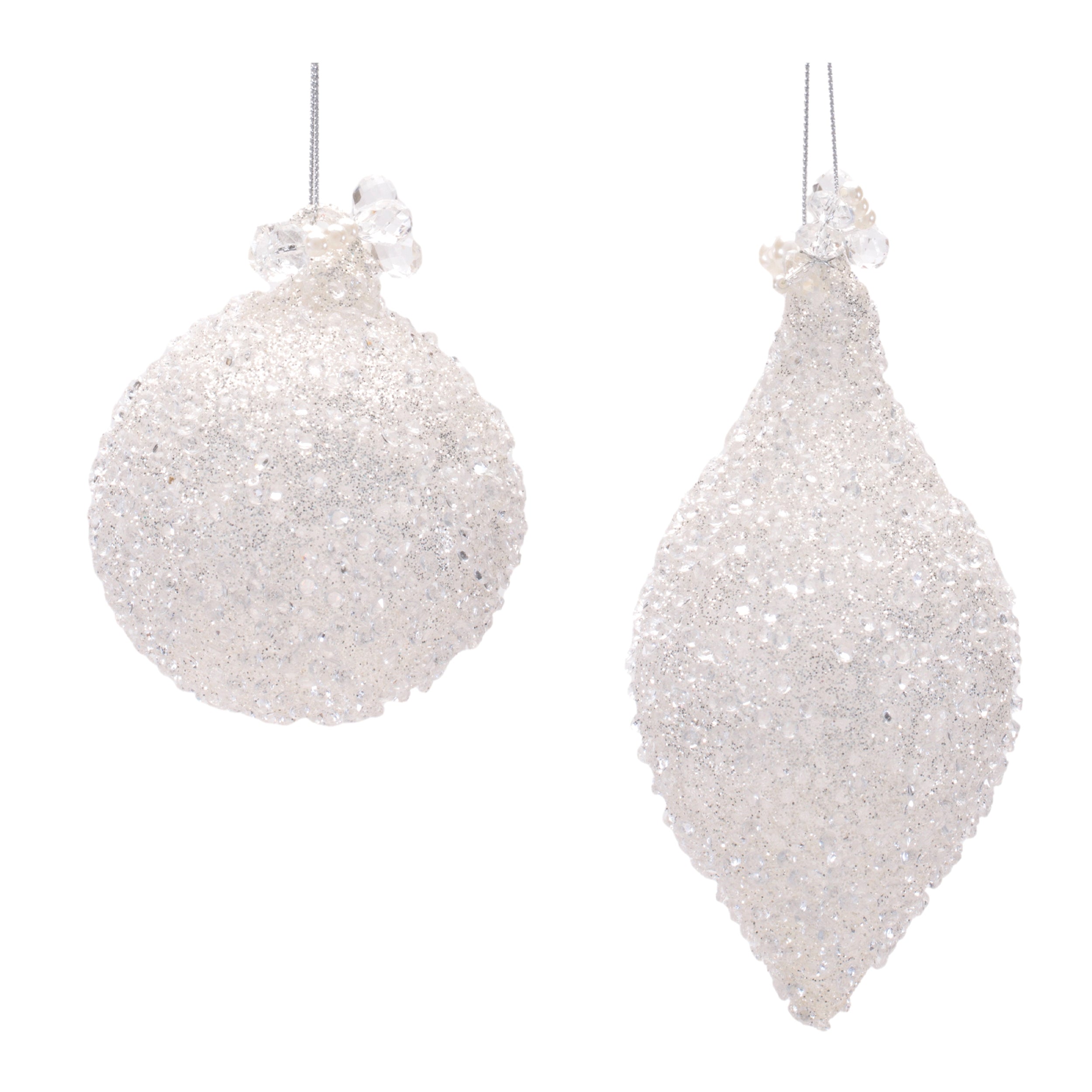 Ornament (2 set of) 4"D, 6"L Glass