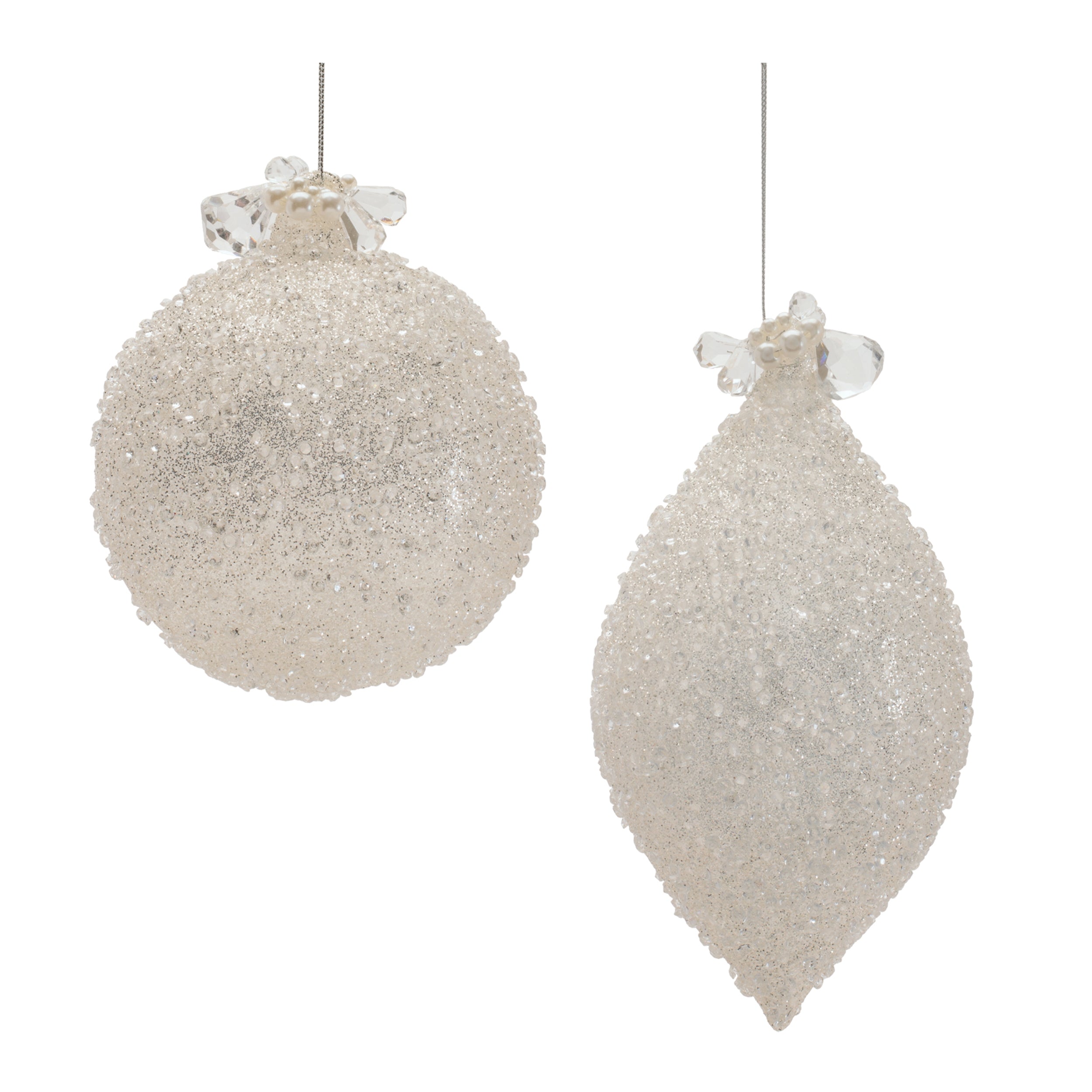 Ornament (2 set of) 5"D, 7"H Glass