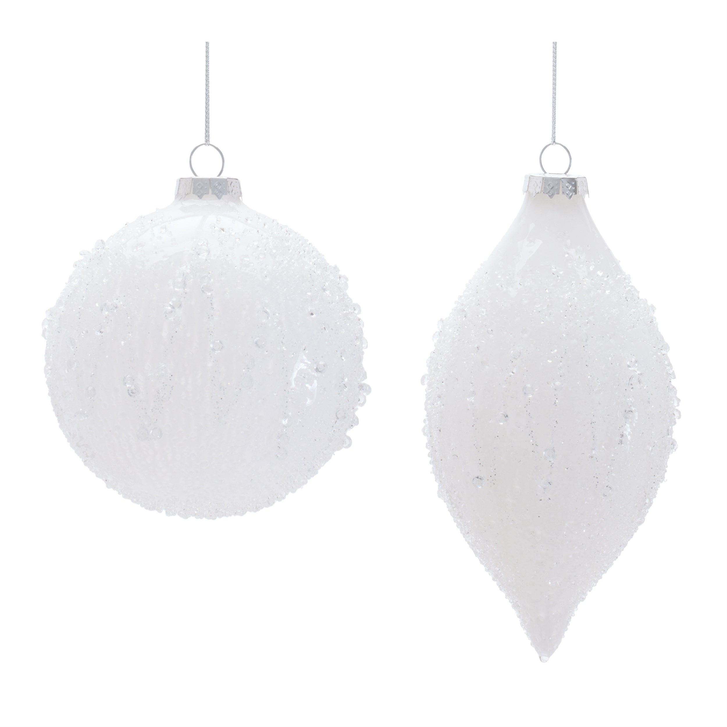 Ornament (2 set of) 4"D, 5.5"L Glass