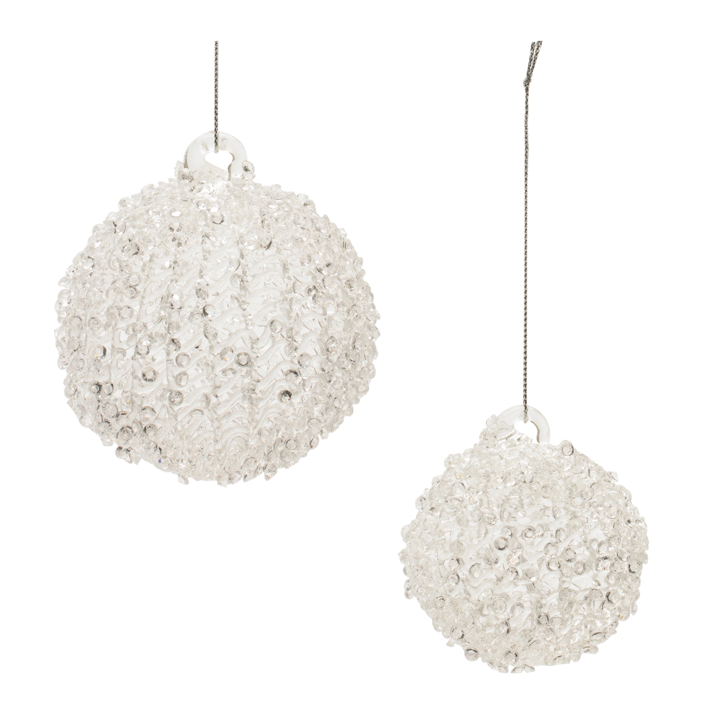 Ball Ornament (Set of 2) 2.5"D, 3"D Glass