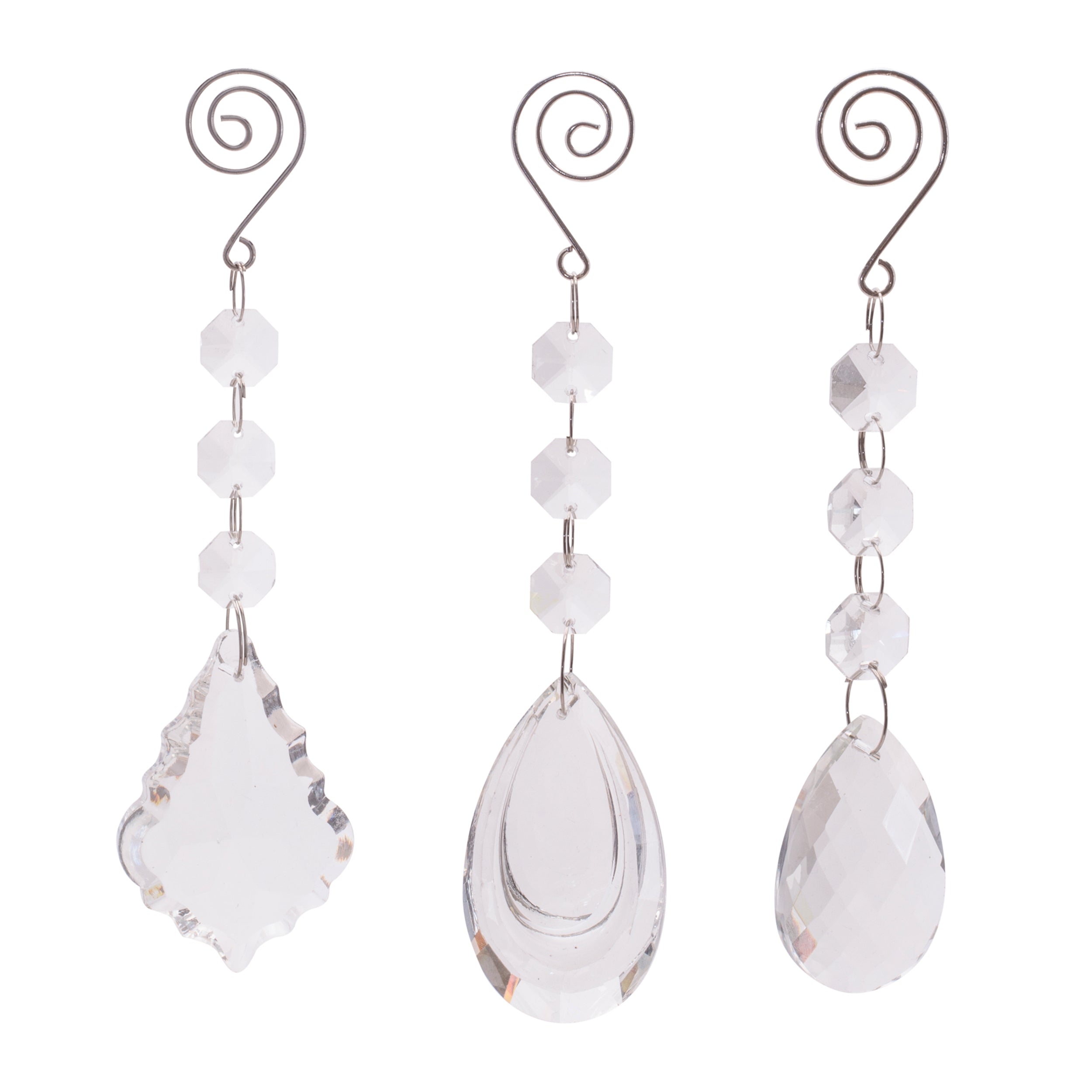 Prism Drop Ornament (3 set of) 5.5”H Glass