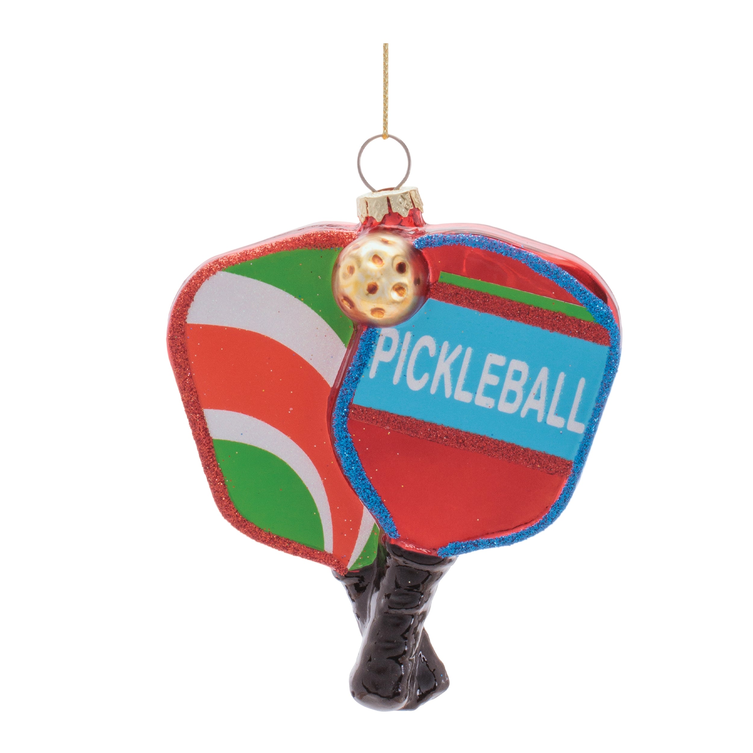Pickleball Paddle Ornament 4.5”H Glass