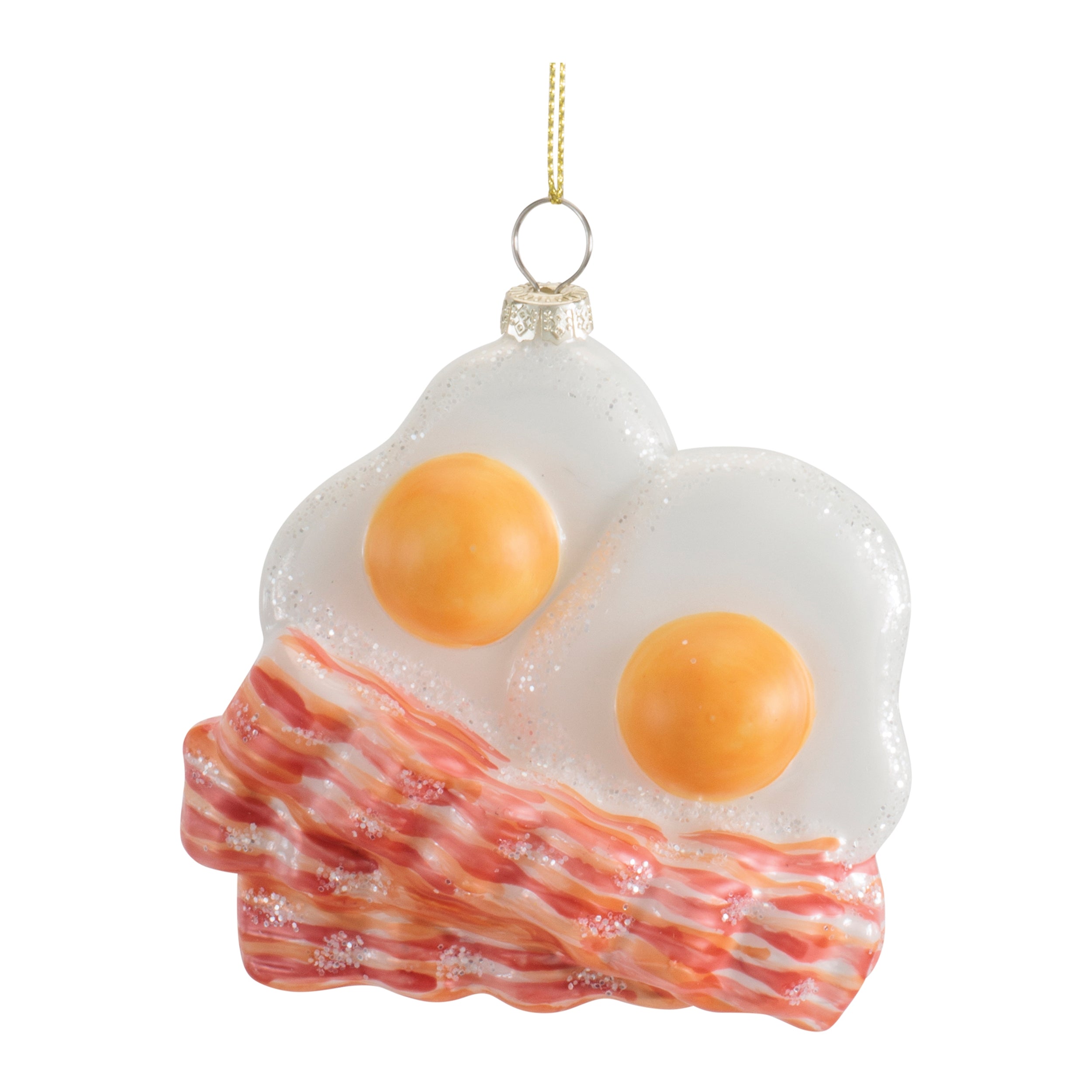 Bacon and Eggs Ornament 3.75”H Glass