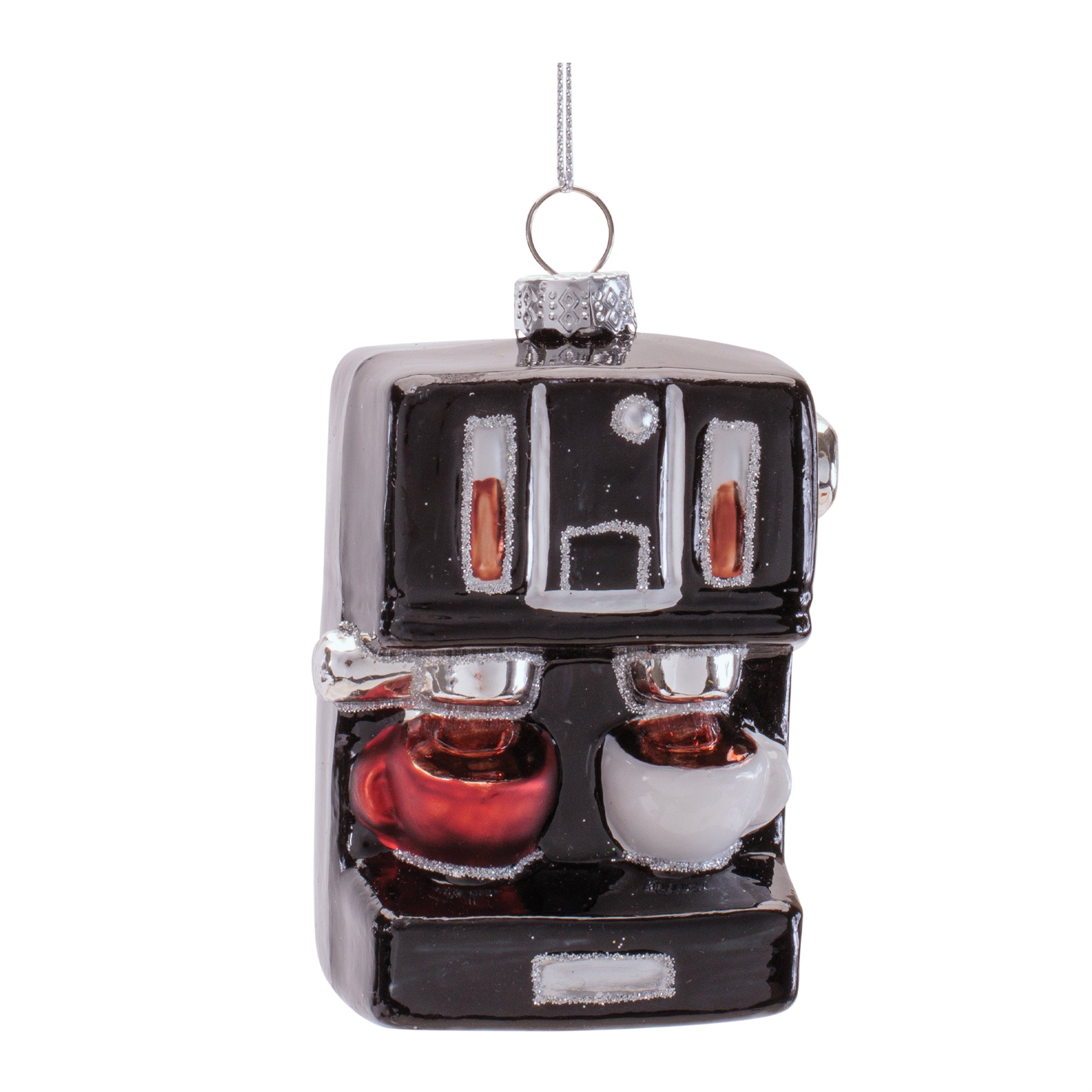 Espresso Machine Ornament 3.75”H Glass