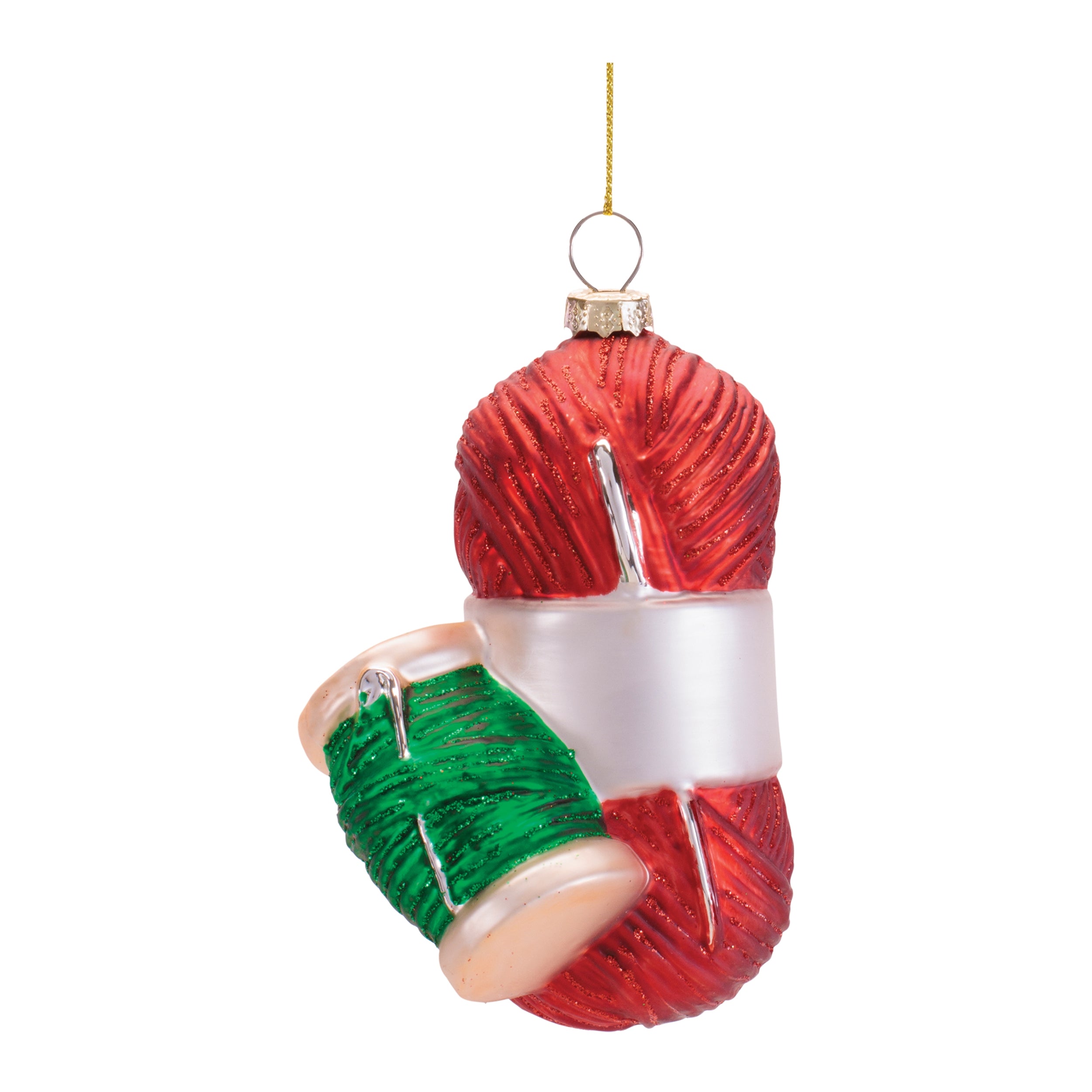 Yarn and Thread Ornament 4.5”H Glass